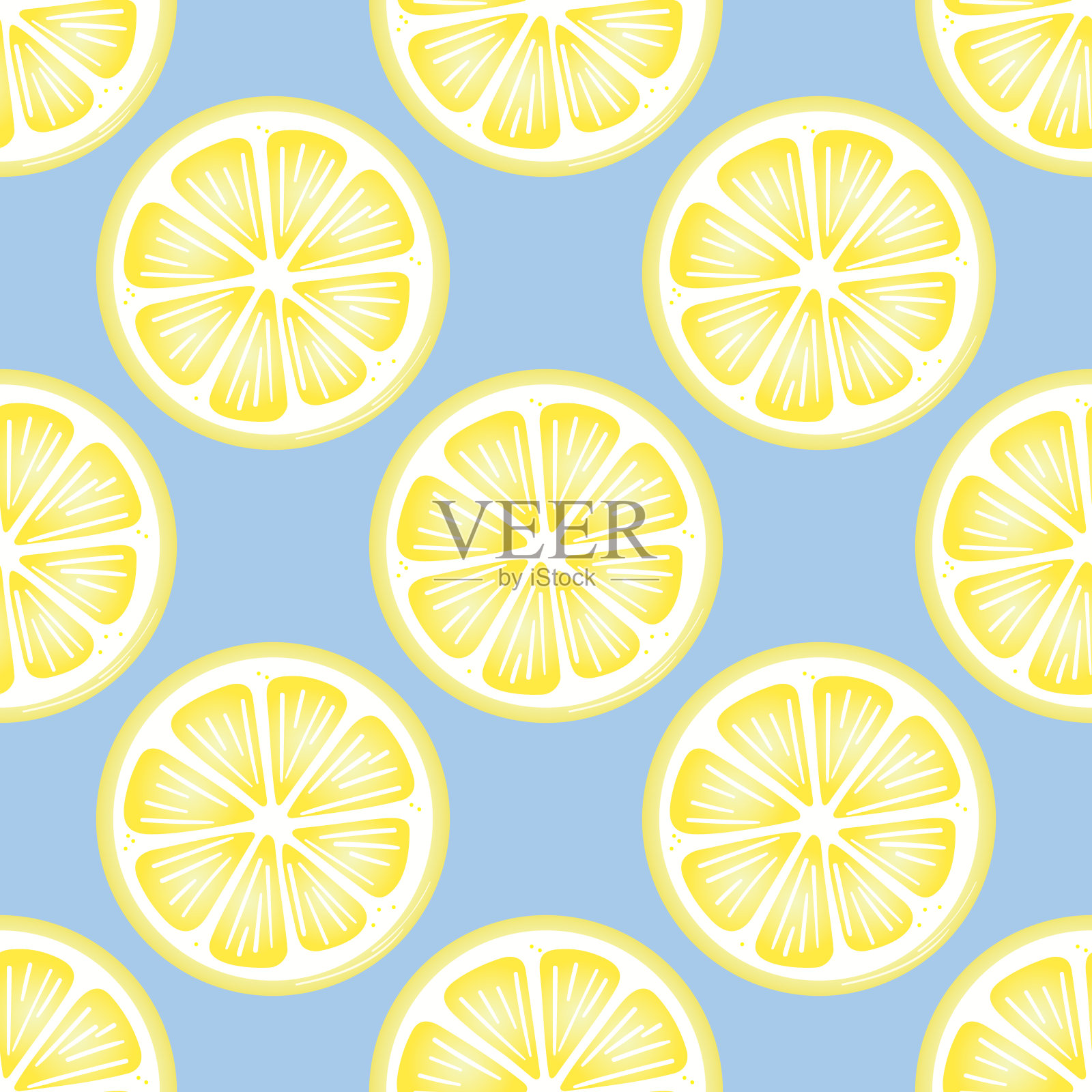 柠檬片矢量重复模式热带水果插画图片素材