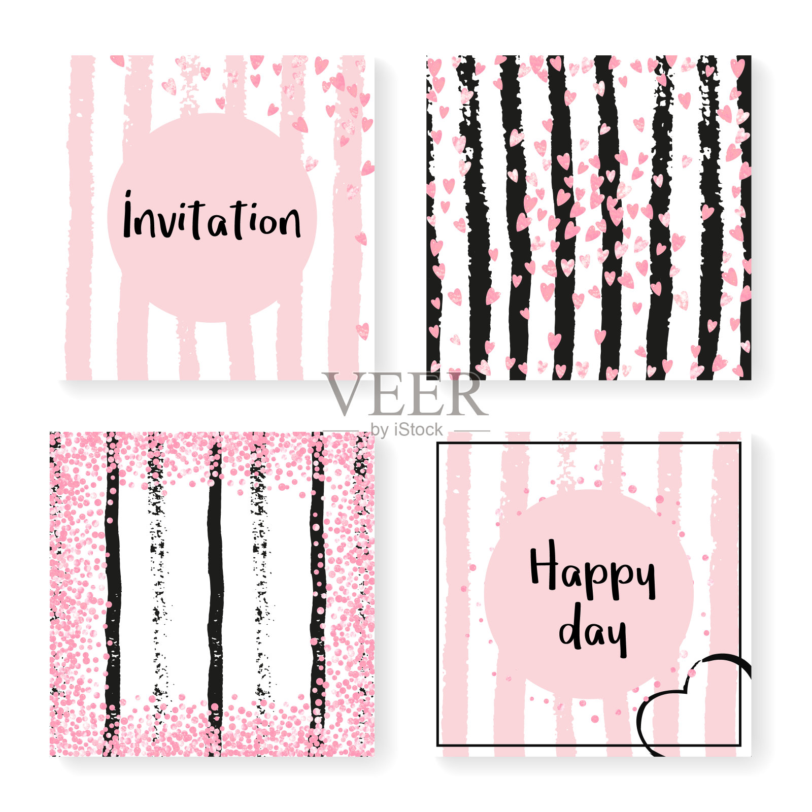 优雅的微光。粉红雨纺织。斯堪的那维亚插画图片素材