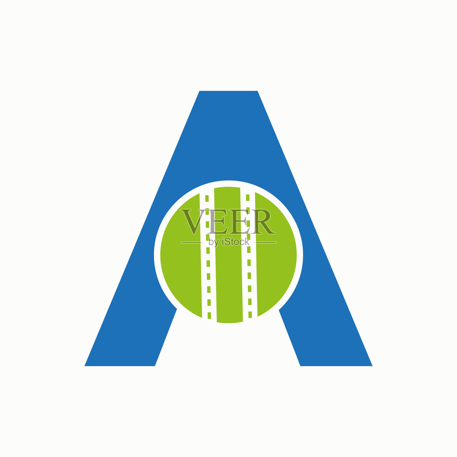 字母A概念上的板球。板球俱乐部标志插画图片素材