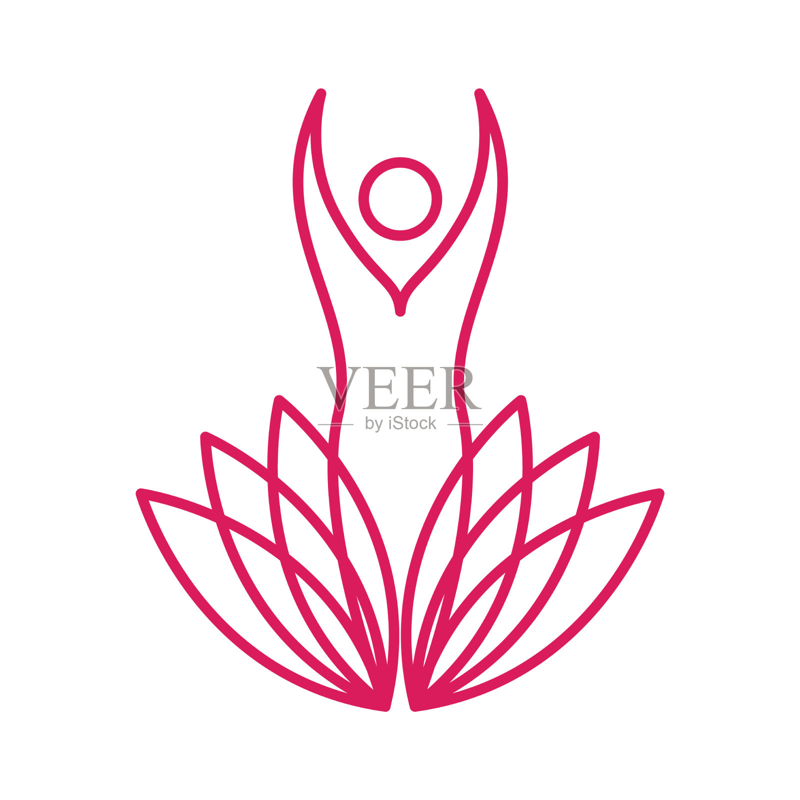 女人行艺术花温泉瑜伽标志设计插画图片素材