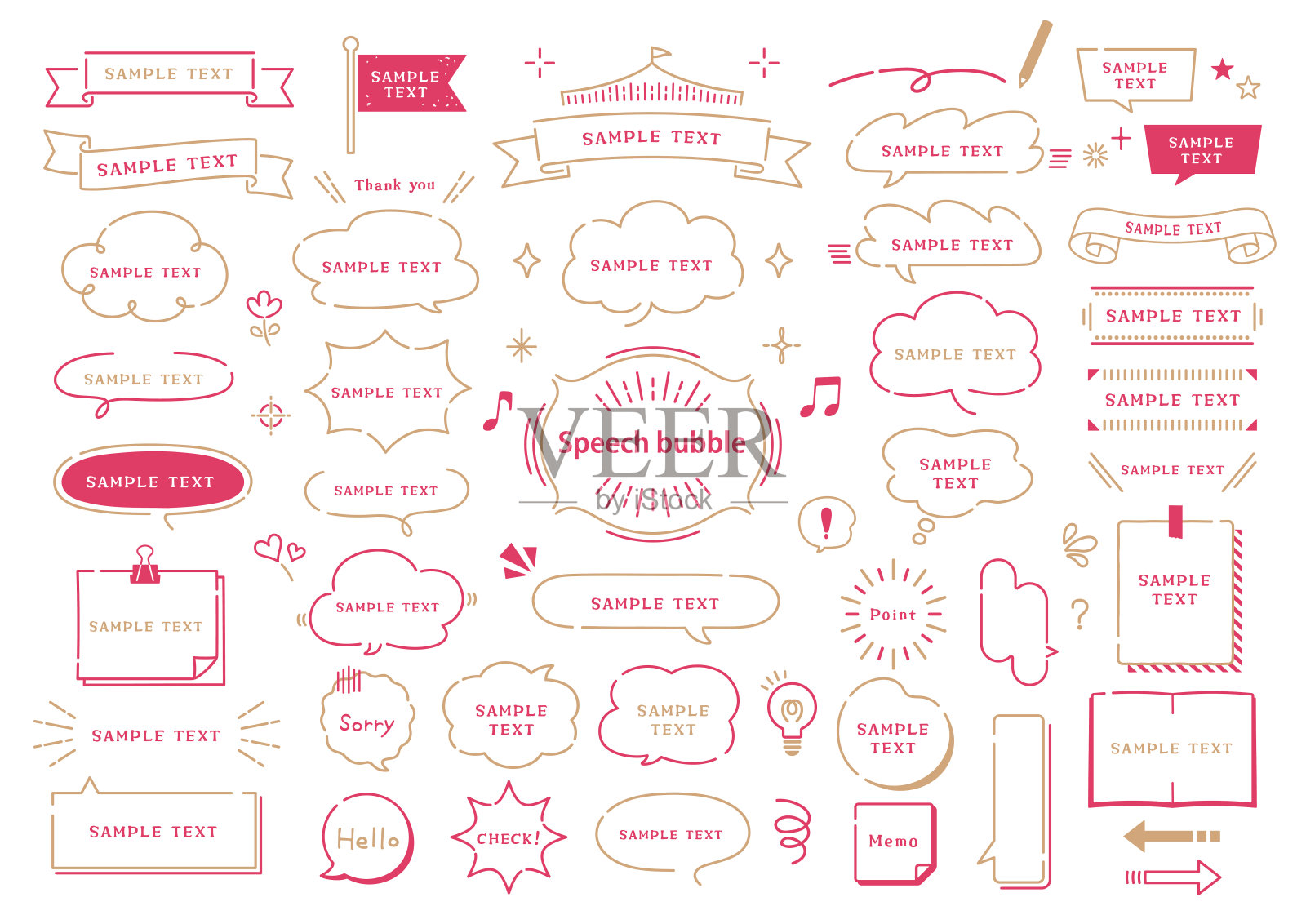 一套简单线条的手绘气球插图插画图片素材