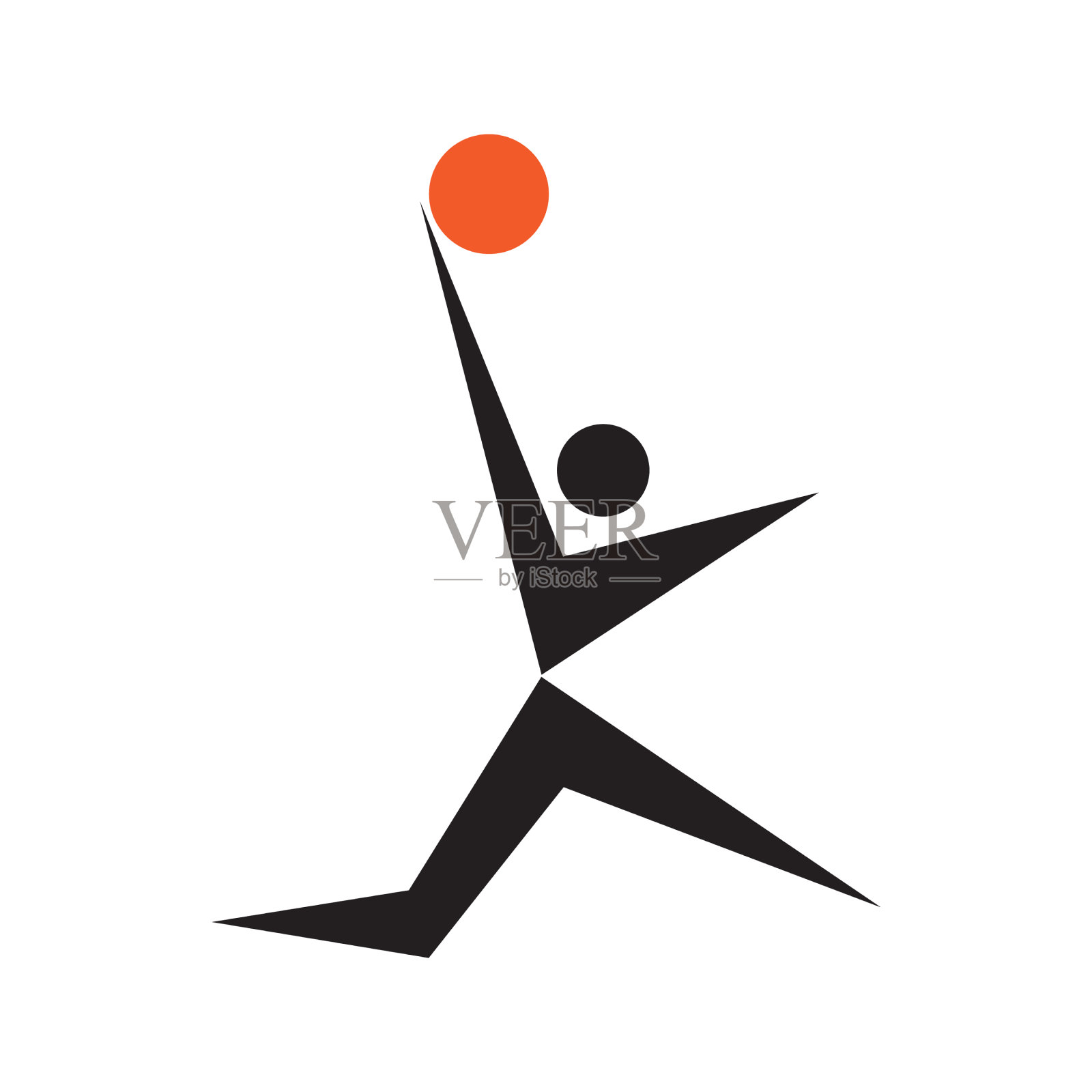 打篮球跳跃的孩子标志设计插画图片素材