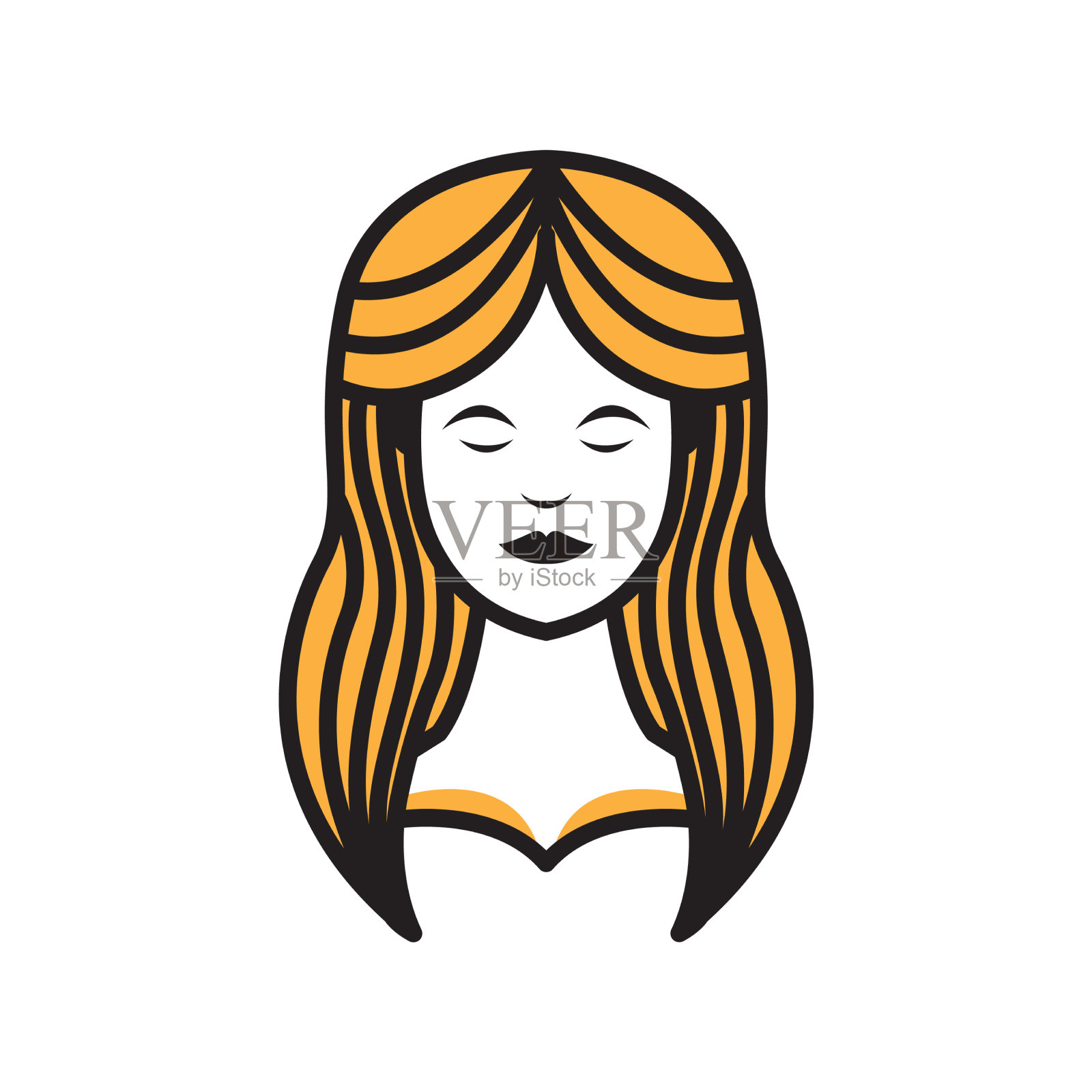 长发美女放松女性护理标志设计插画图片素材