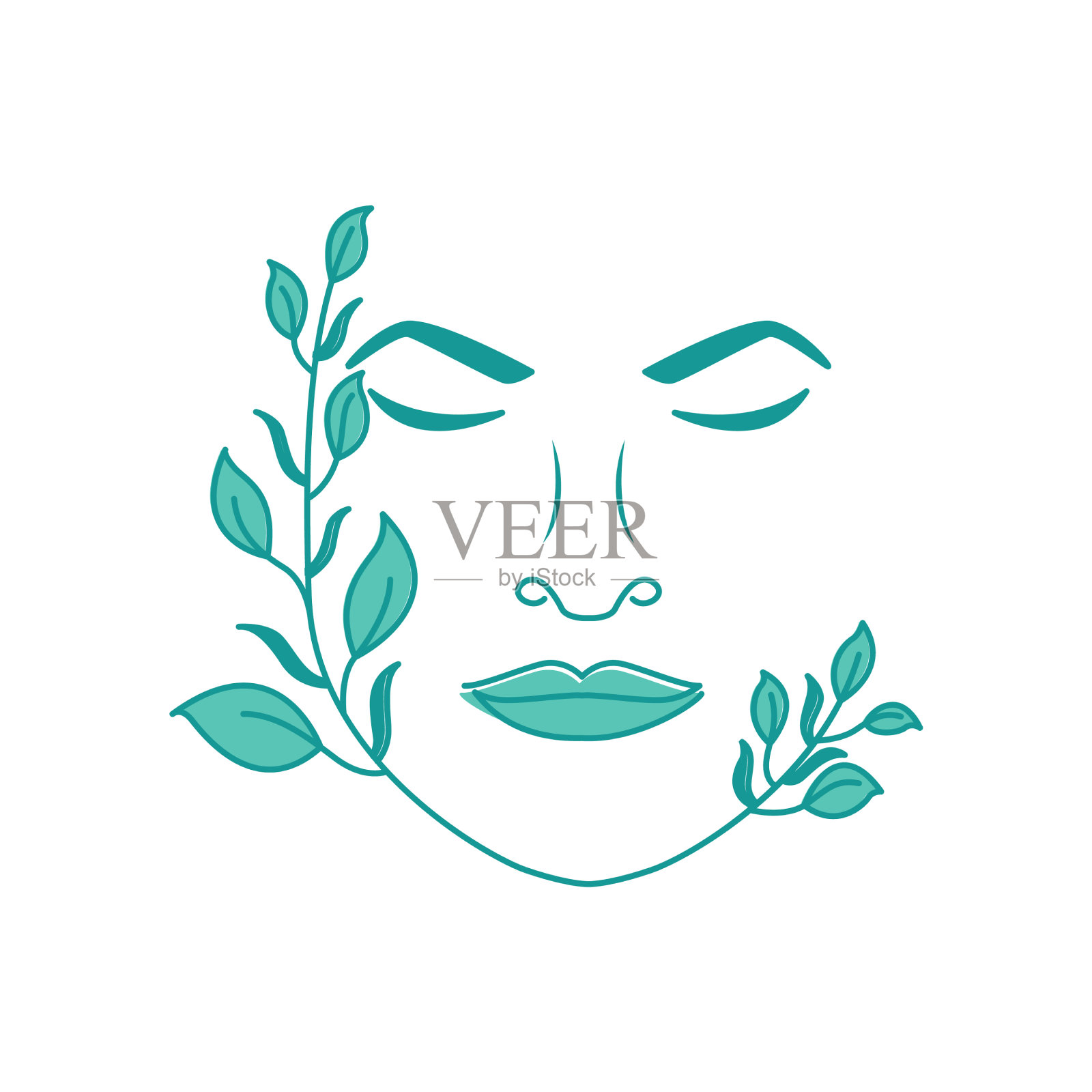 美女脸上皮肤上留下自然的标志插画图片素材