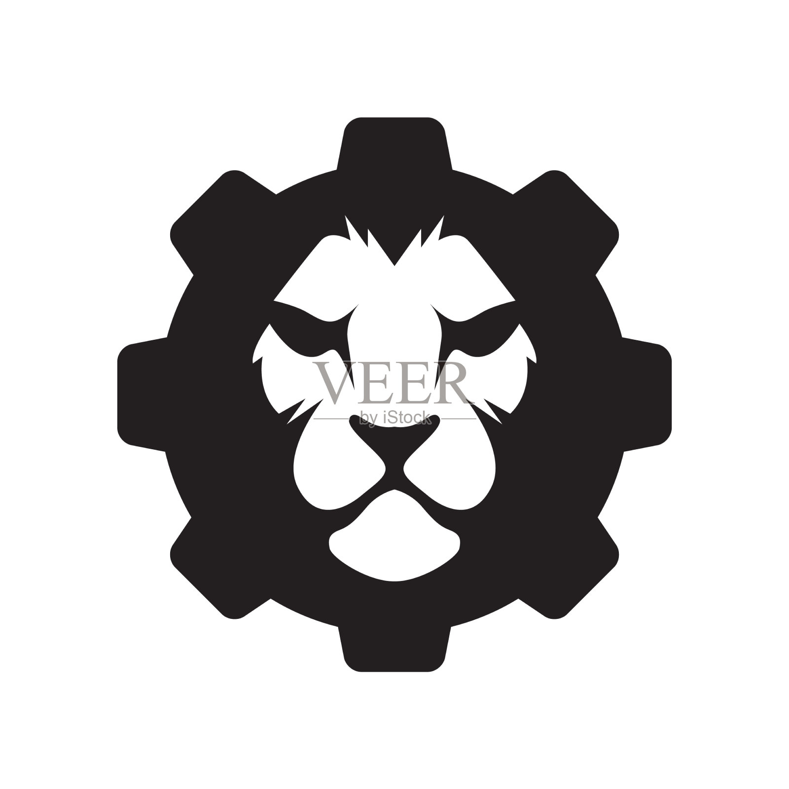 齿轮简单狮子头标志插画图片素材