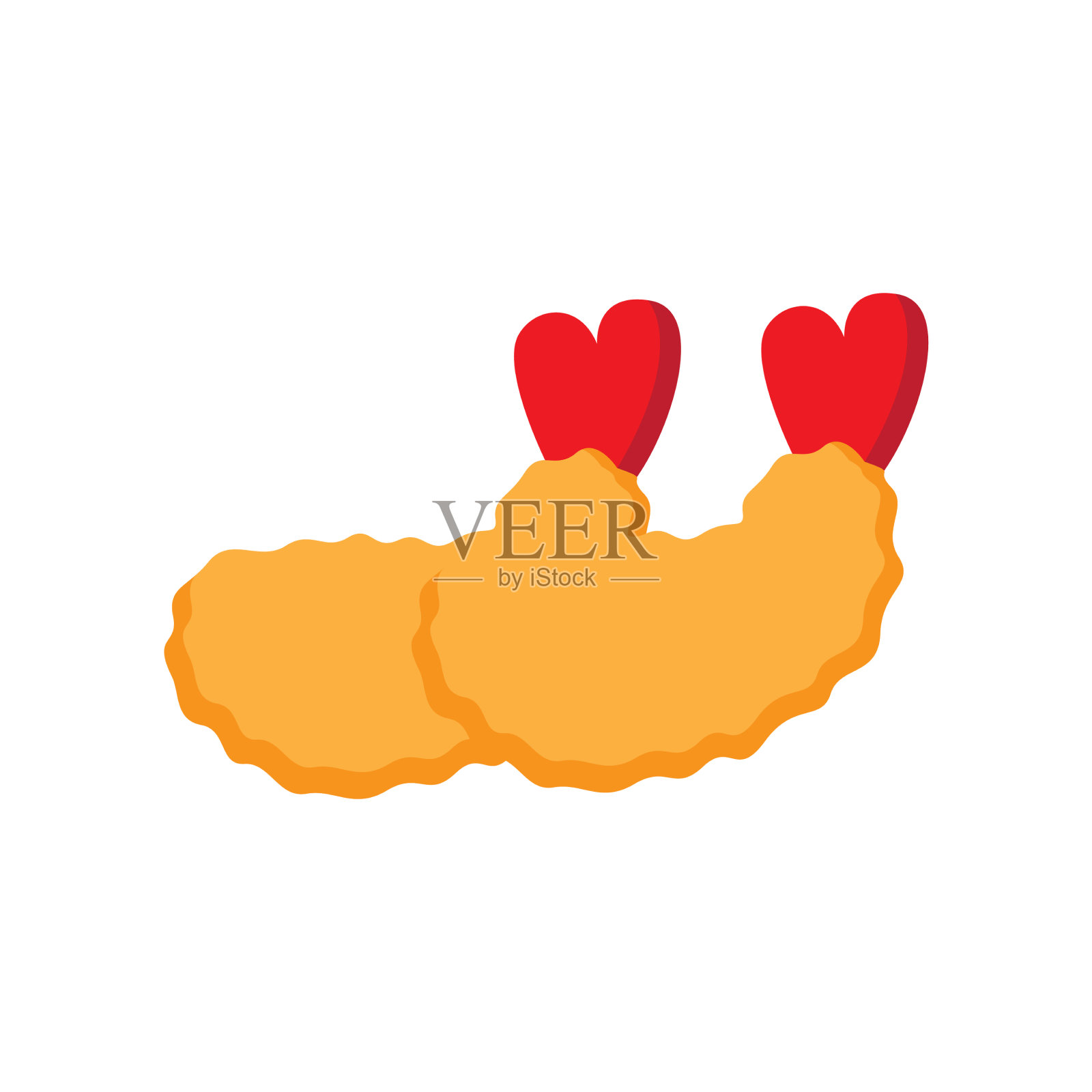 食品脆皮天妇罗虾标志插画图片素材