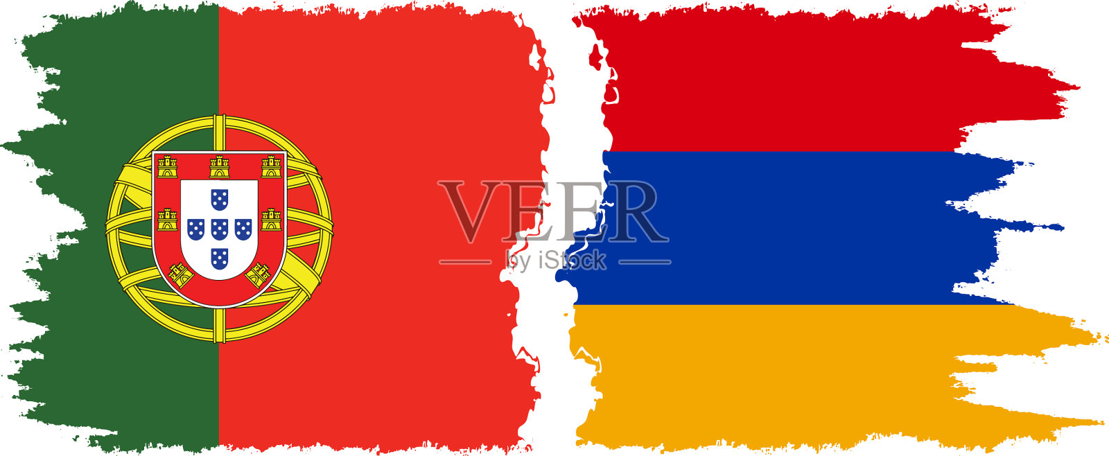 亚美尼亚和葡萄牙国旗连接设计元素图片