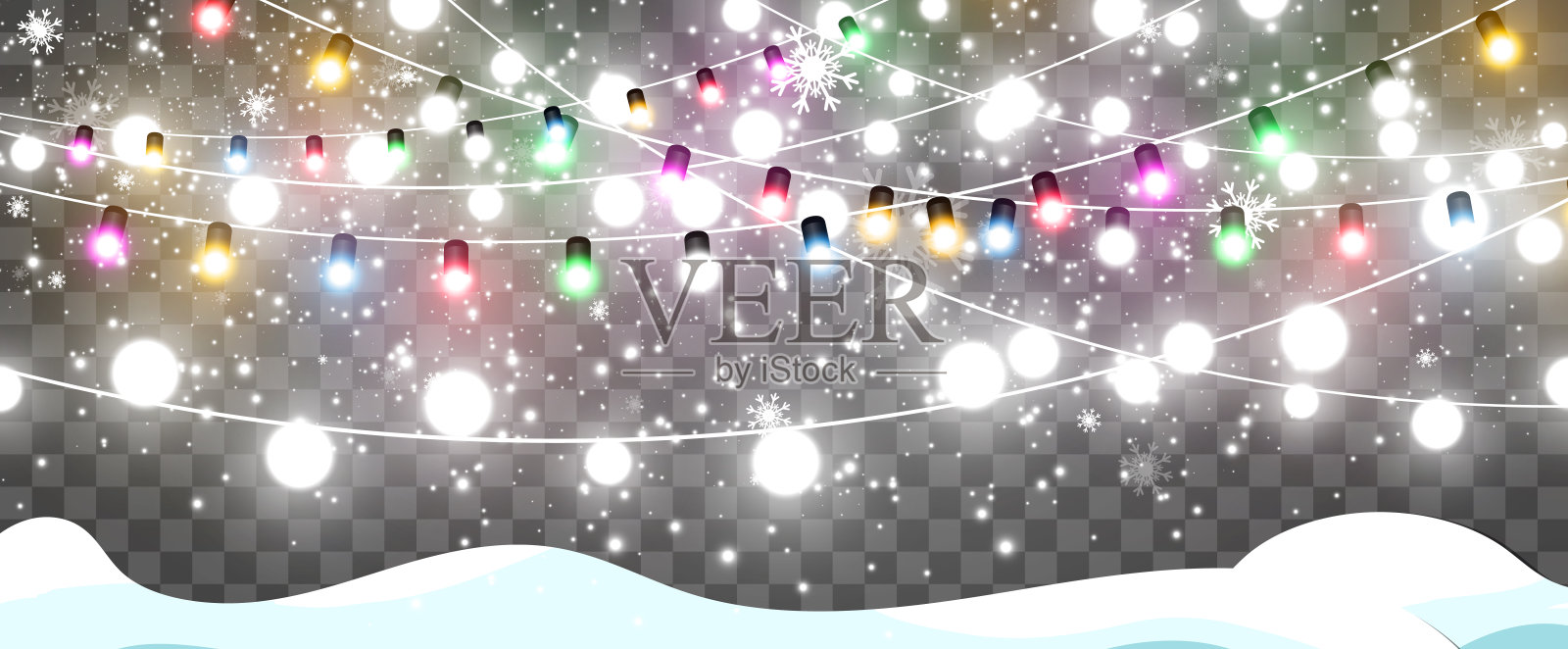 矢量插图的光花环在一个透明的背景。插画图片素材