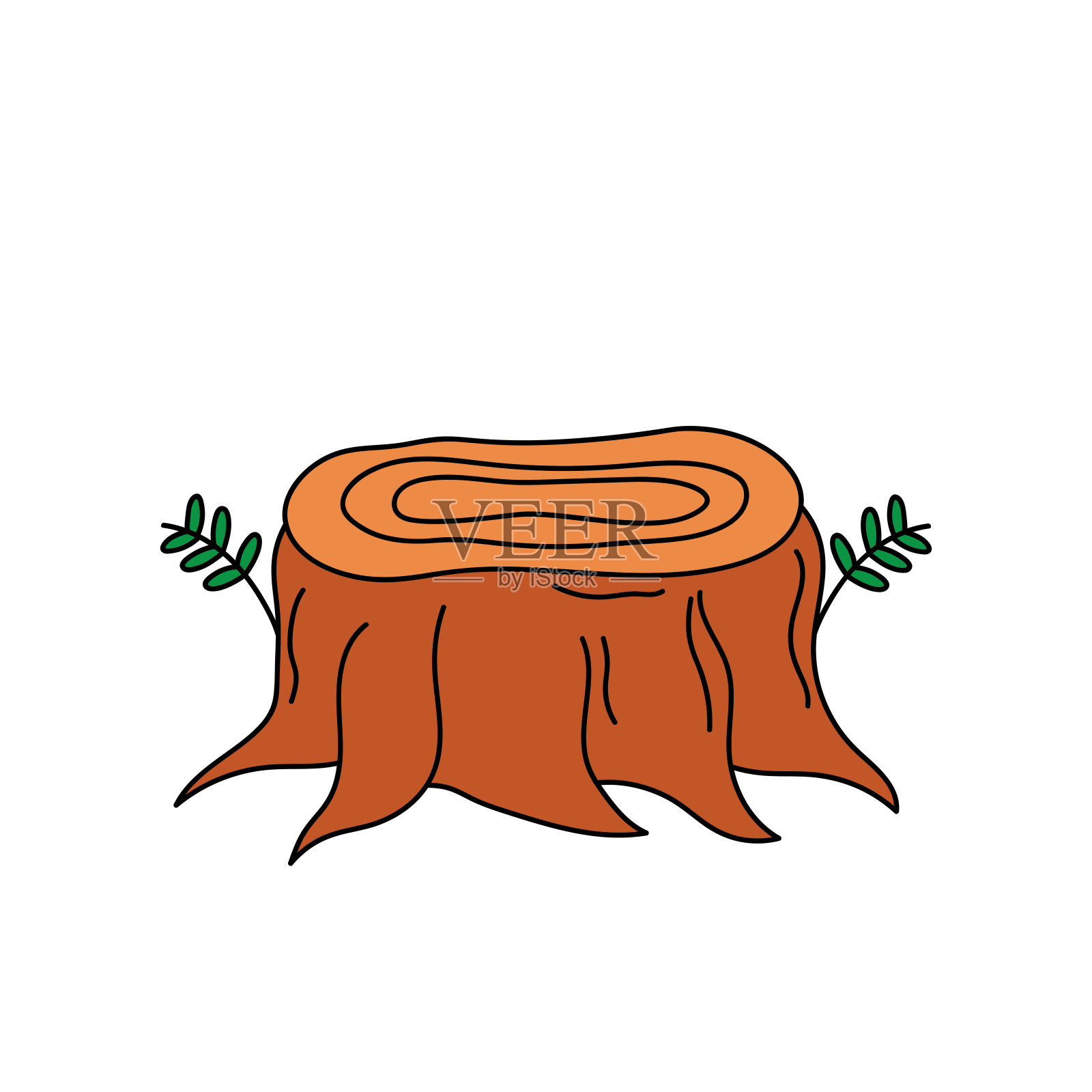 矢量插图手绘颜色儿童树桩插画图片素材