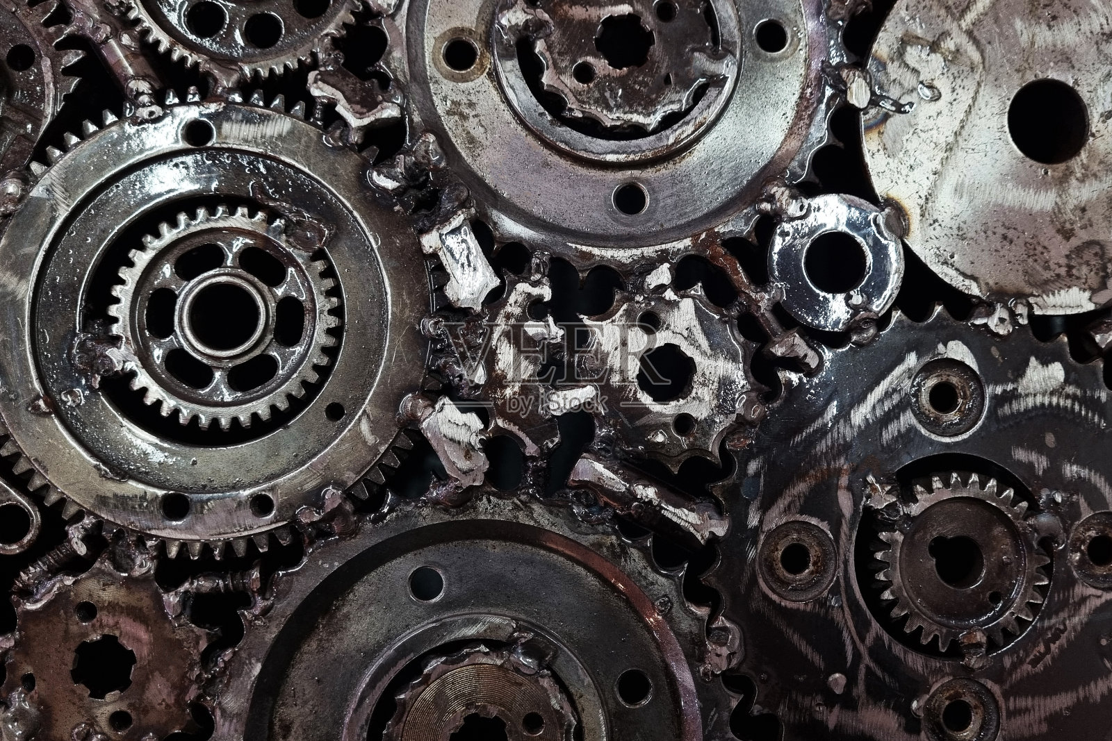 抽象的铁背景。来自金属、容器的废物。照片摄影图片