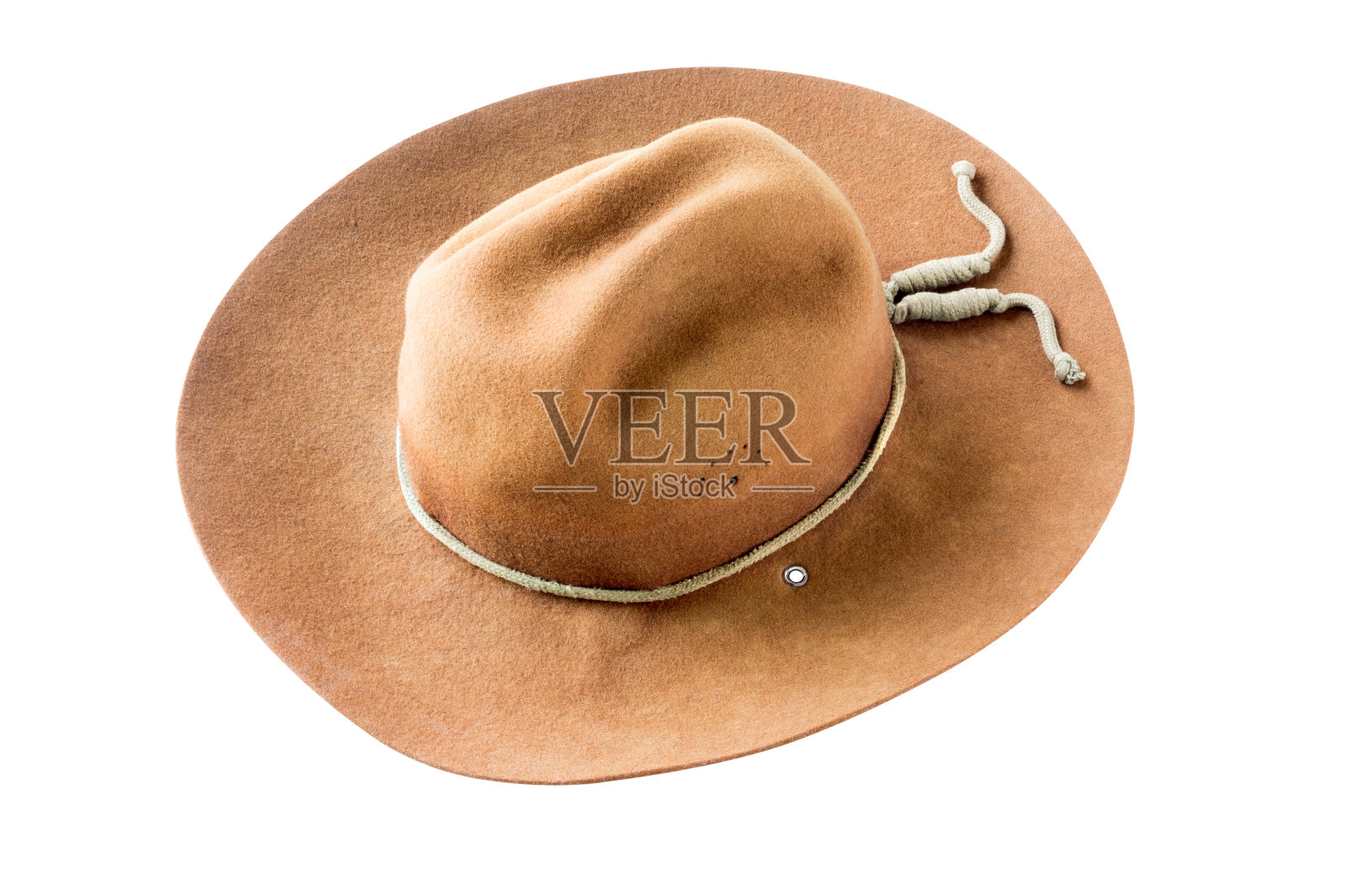 棕色法兰绒牛仔帽孤立的白色背景，与剪辑路径照片摄影图片