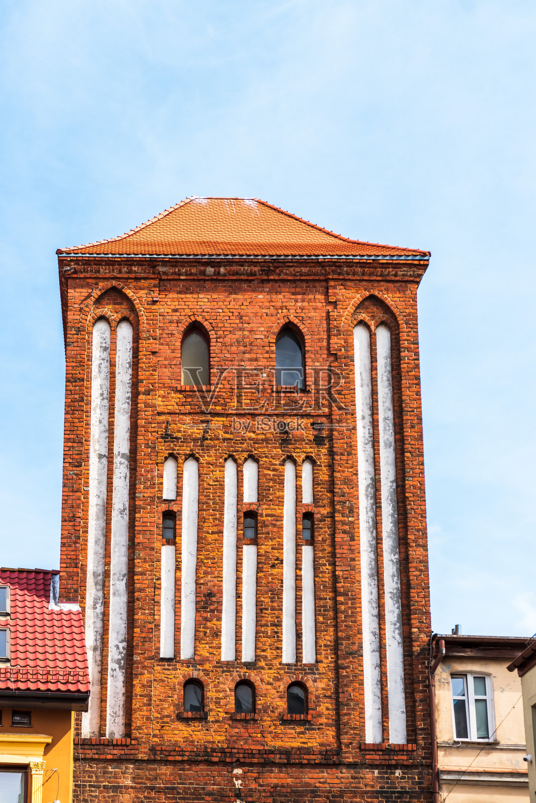 14世纪的大门，也被称为石头或砖门，波兰达洛沃照片摄影图片