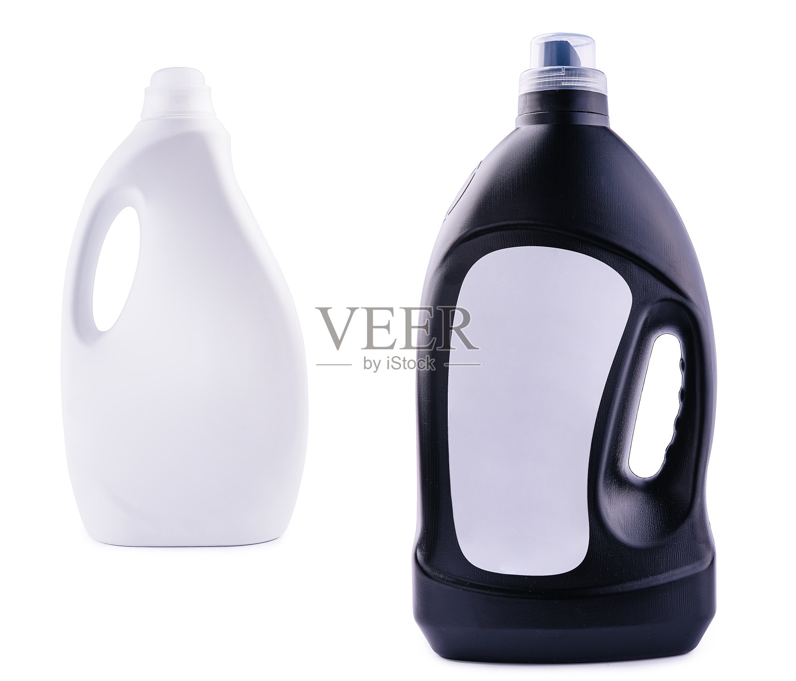 黑白瓶洗衣胶隔离上白照片摄影图片