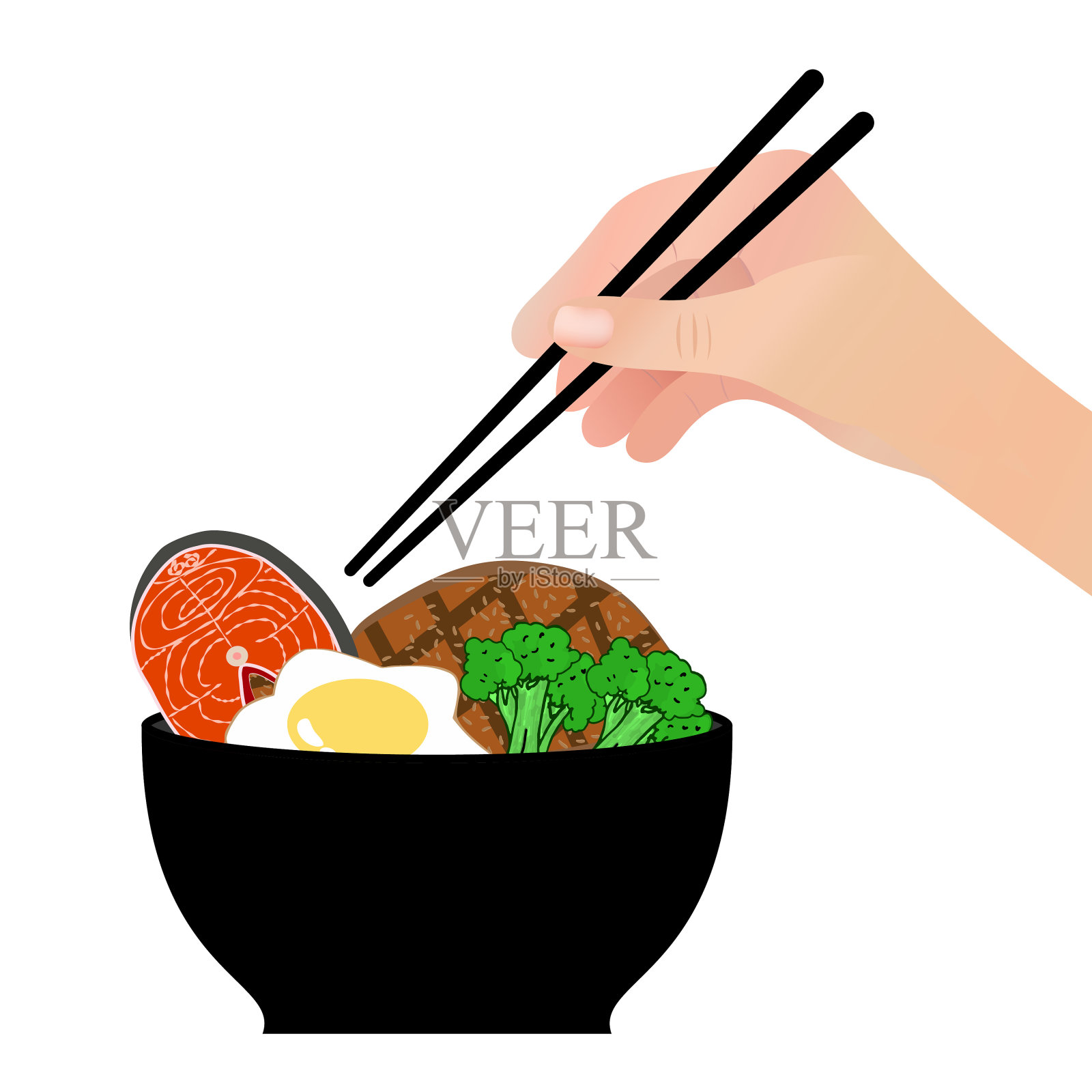 一套日本食品在白色背景，矢量插图EPS 10。插画图片素材