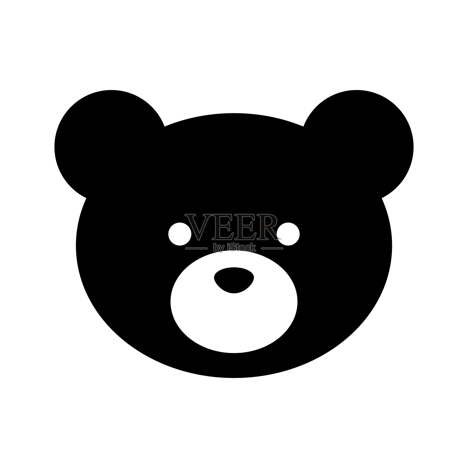 可爱的矢量熊头图标，孤立的插画图片素材