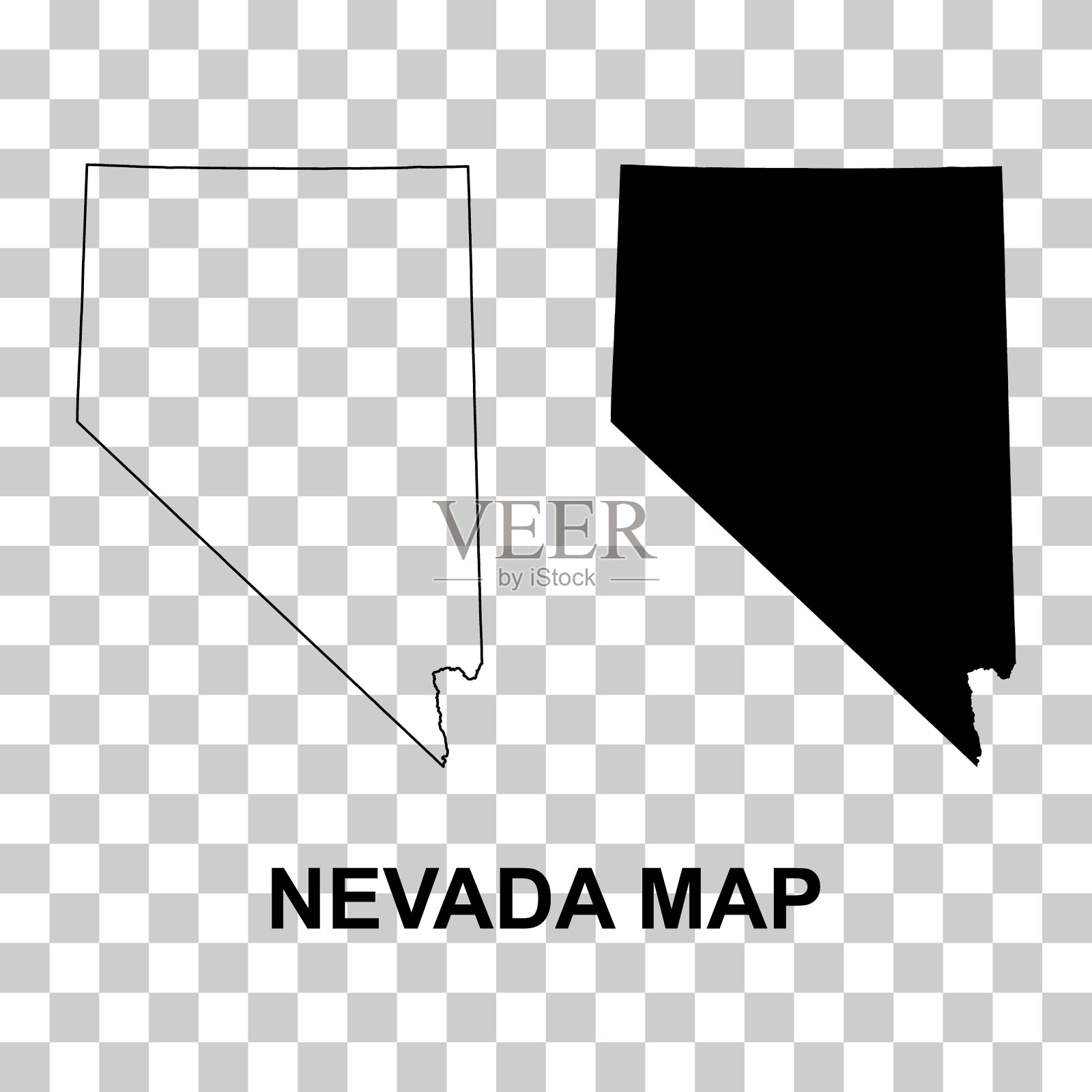 一套内华达地图形状，美利坚合众国。平面概念图标符号矢量插图插画图片素材