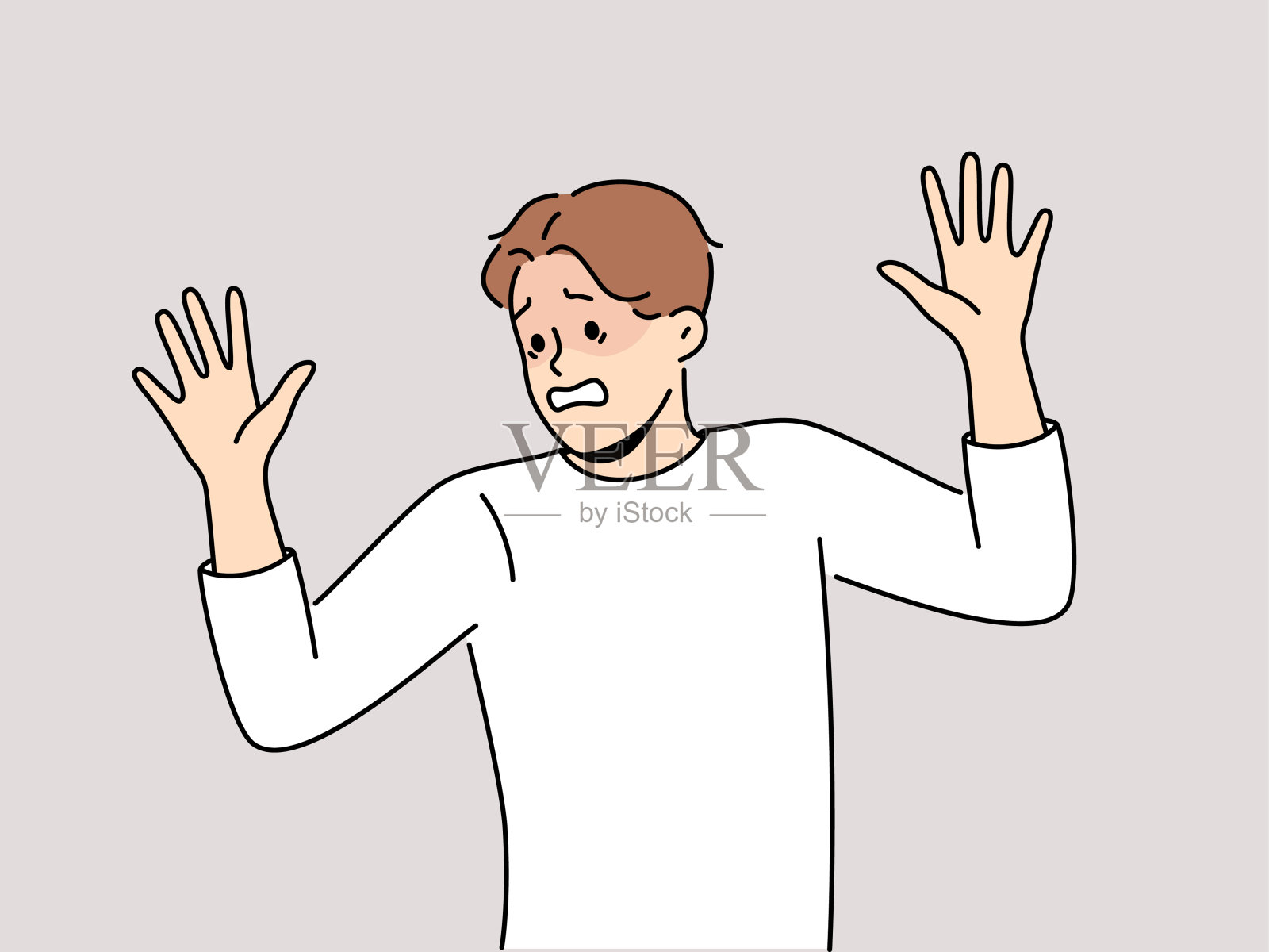 害怕的人举手投降，表示服从和拒绝抵抗插画图片素材