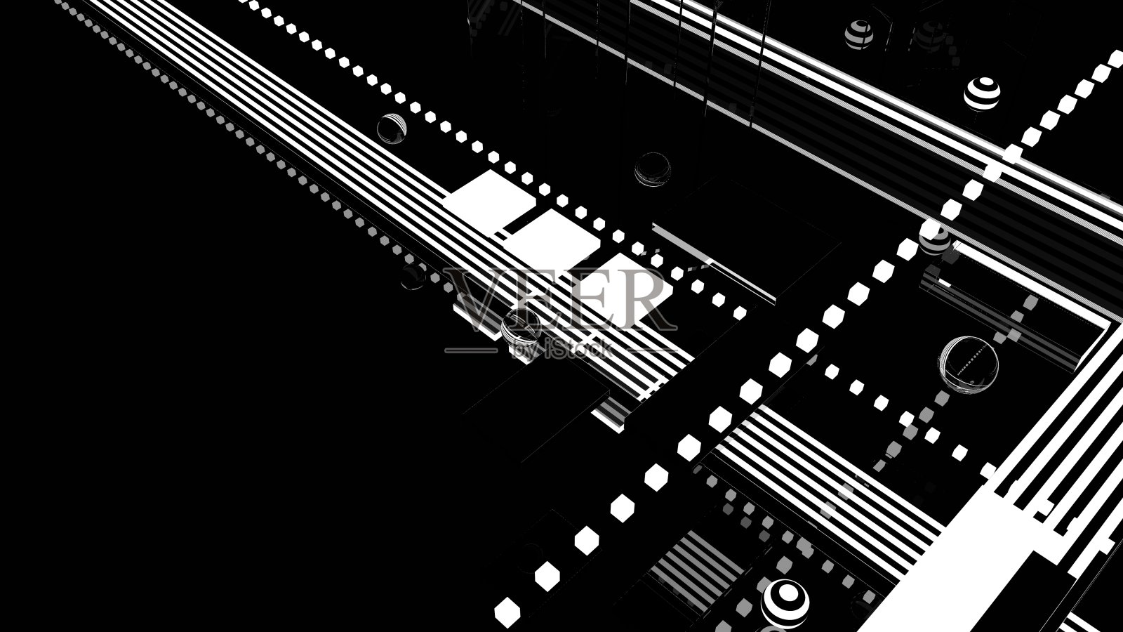 抽象背景：黑色玻璃，单色黑白形状，几何壁纸，3D插图，未来主义海报，发光有光泽的物体，现代概念数字图像照片摄影图片