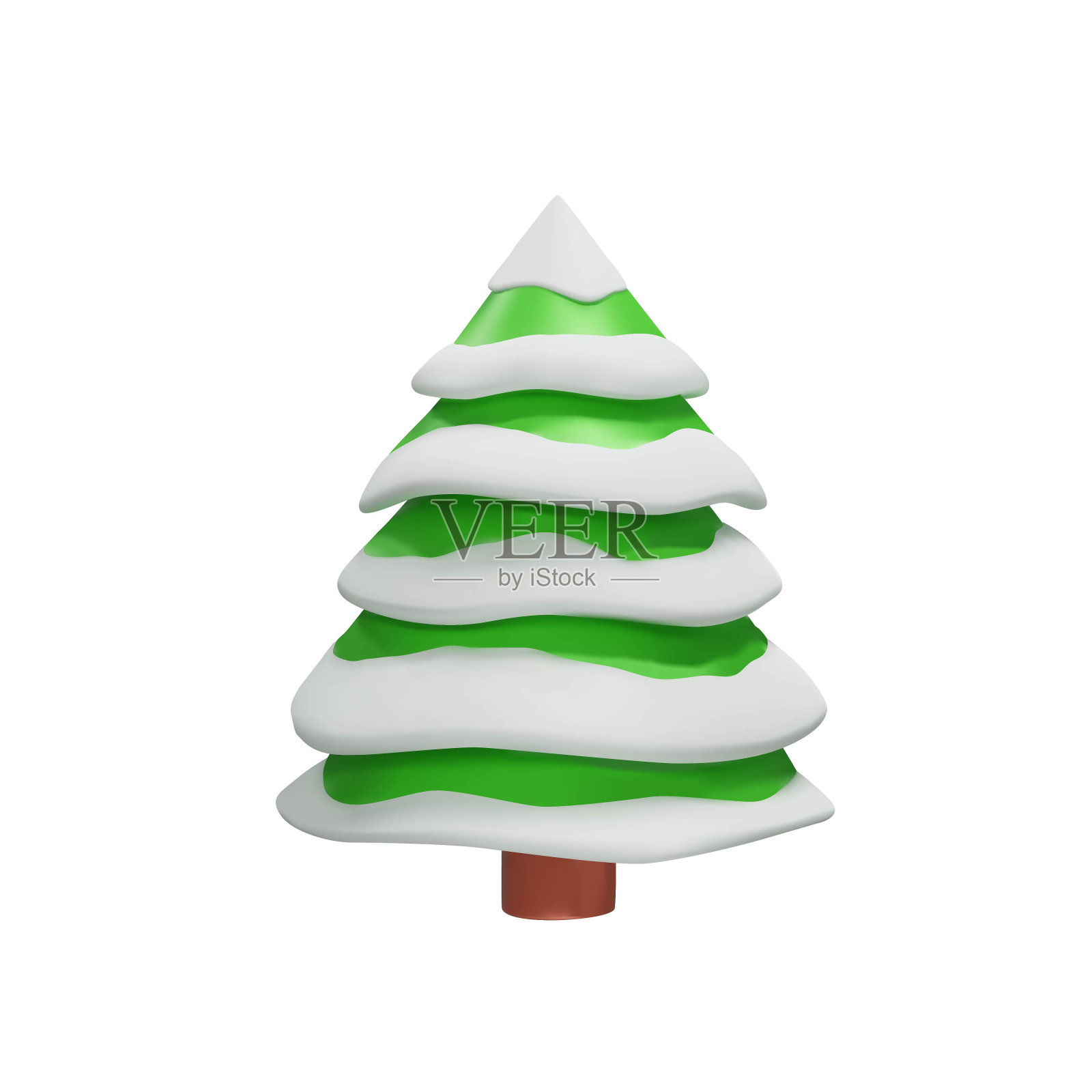 3D渲染雪圣诞树在粘土风格插画图片素材