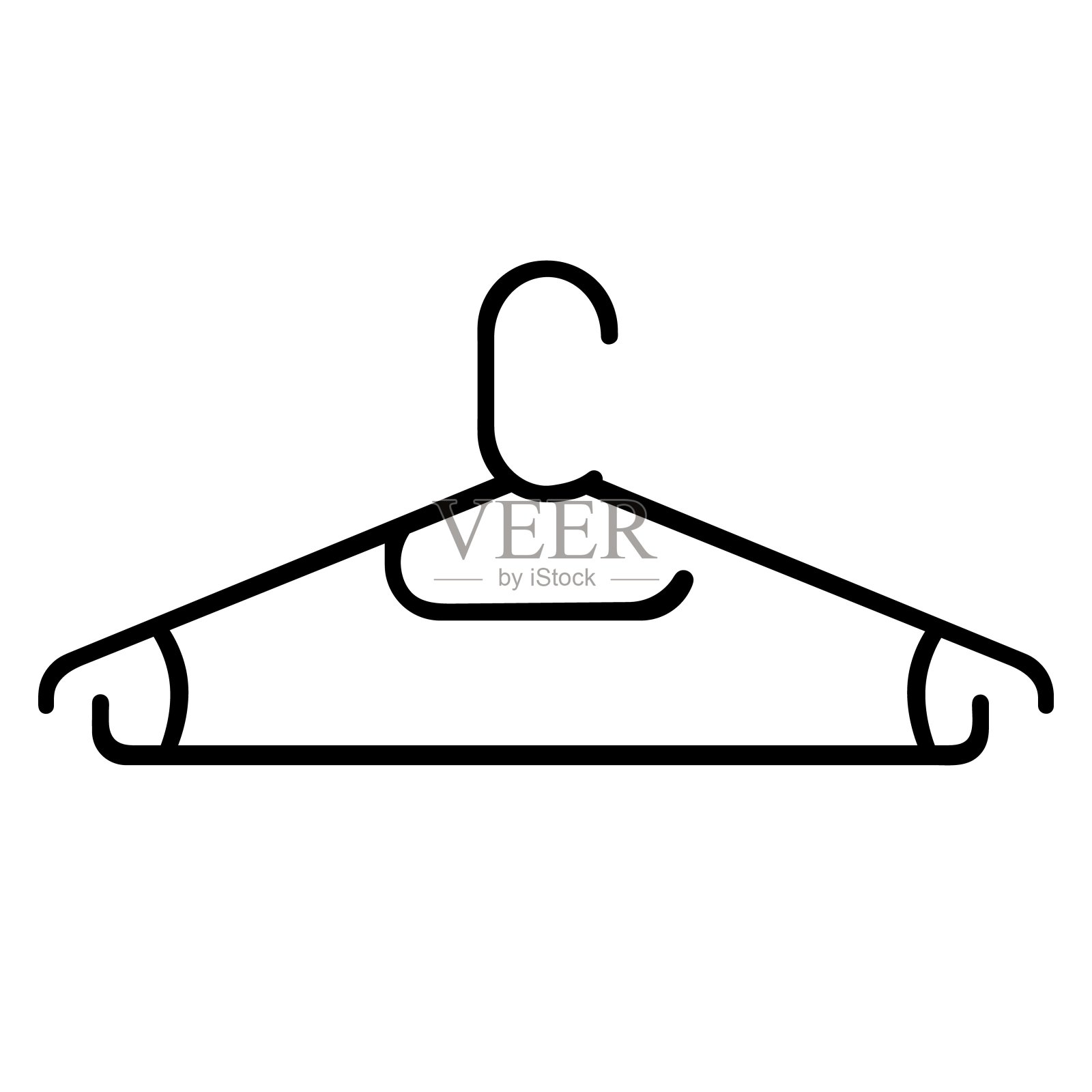 造型简约的塑料衣架。衣架图标。插画图片素材