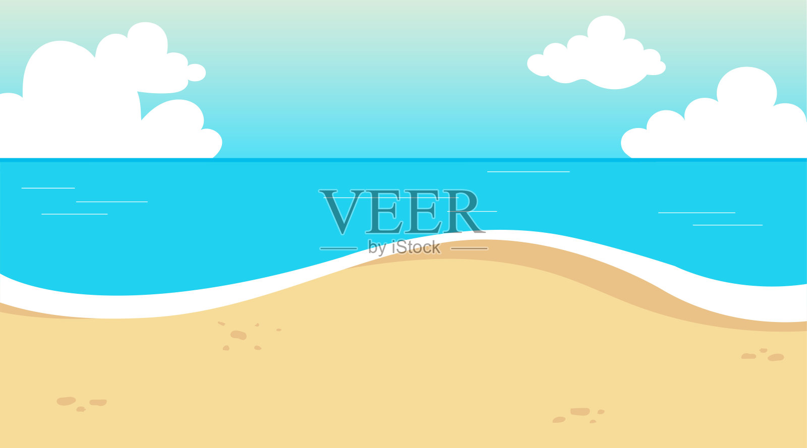 海滩景观背景矢量插图插画图片素材