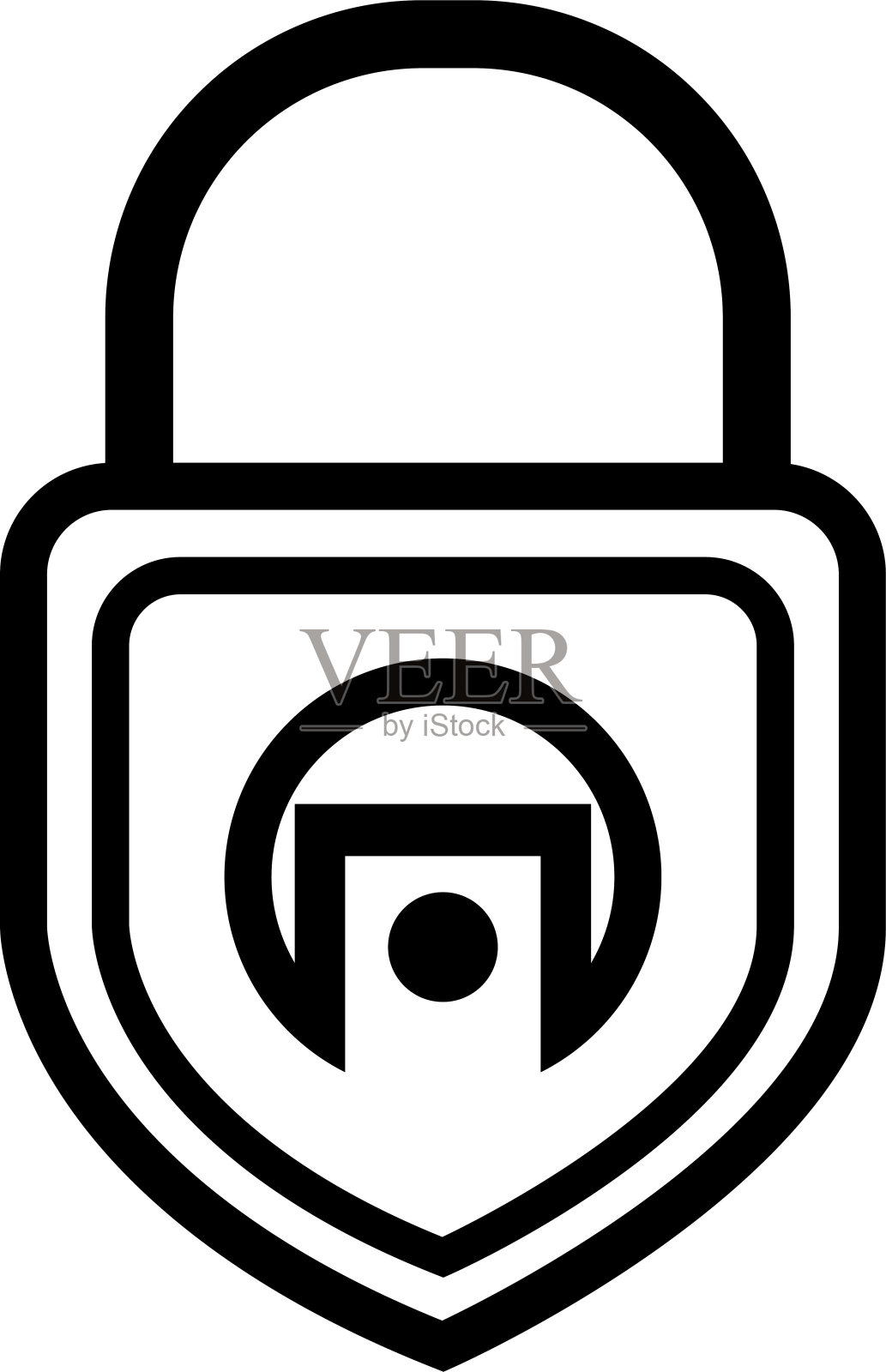 锁图标应用程序标志符号黑线保护从黑客隔离在白色背景插画图片素材