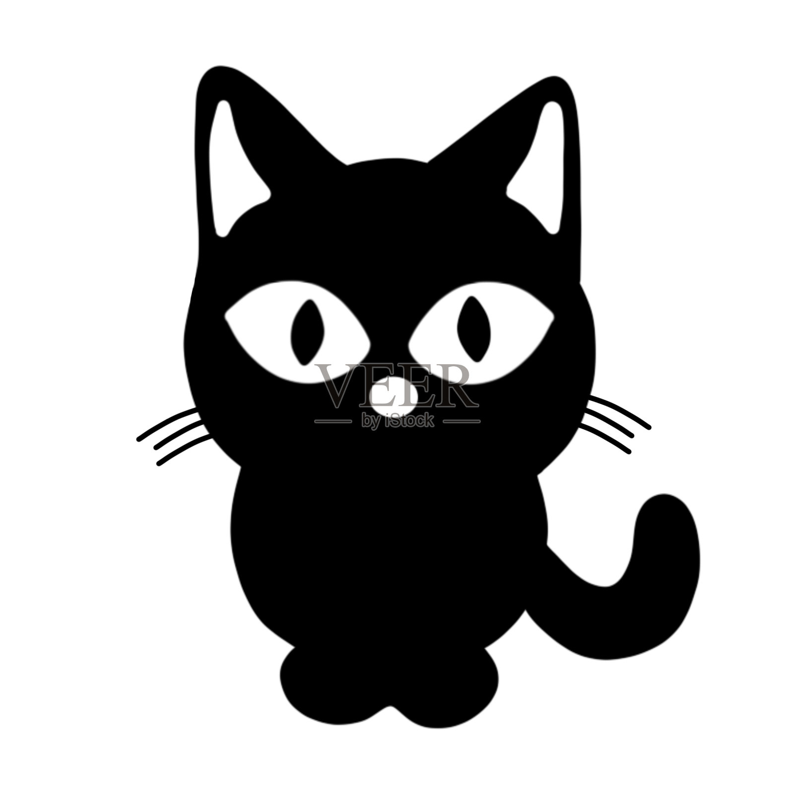 可爱的小黑猫插画图片素材