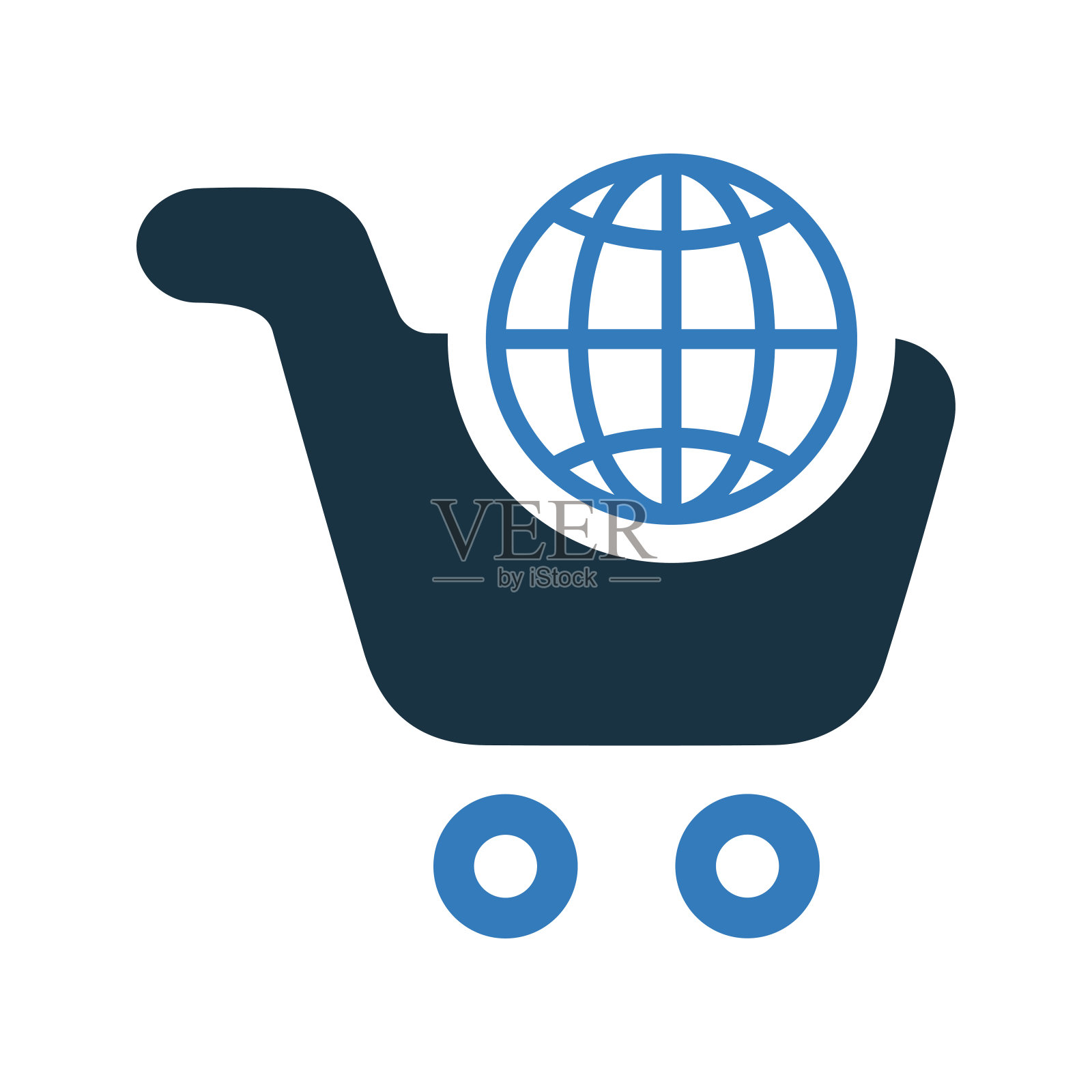 电子商务购物车图标。插画图片素材