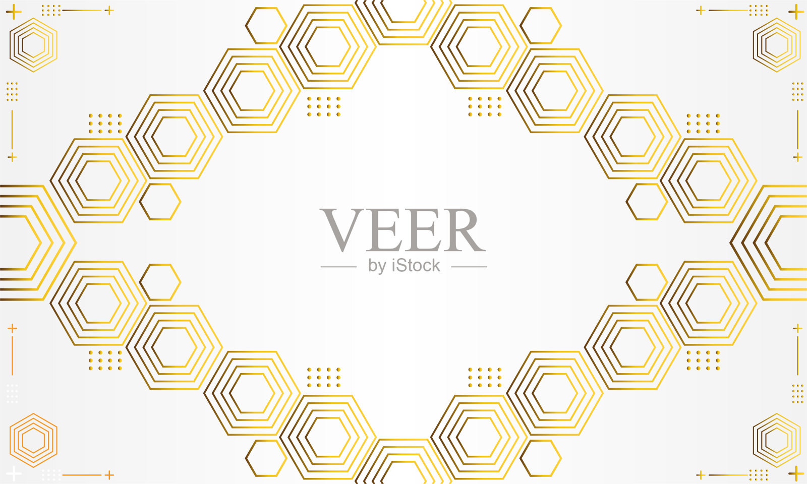 白色背景上的抽象黄金六边形插画图片素材