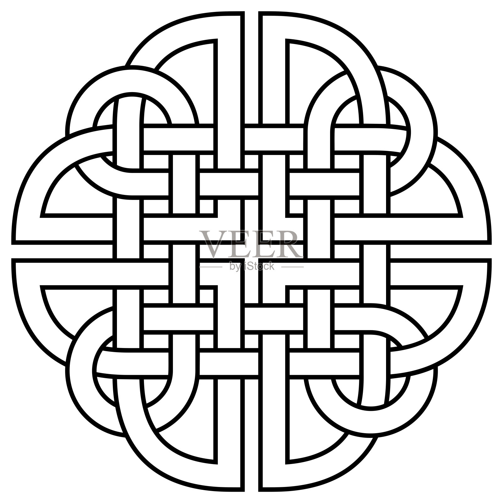 黑色轮廓的大绳结。凯尔特人的象征。孤立的背景。插画图片素材