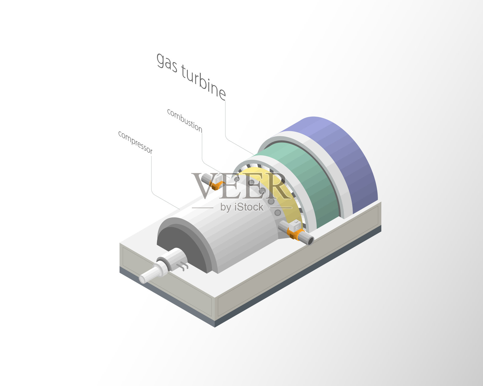 燃气轮机、燃气电厂用等距图插画图片素材
