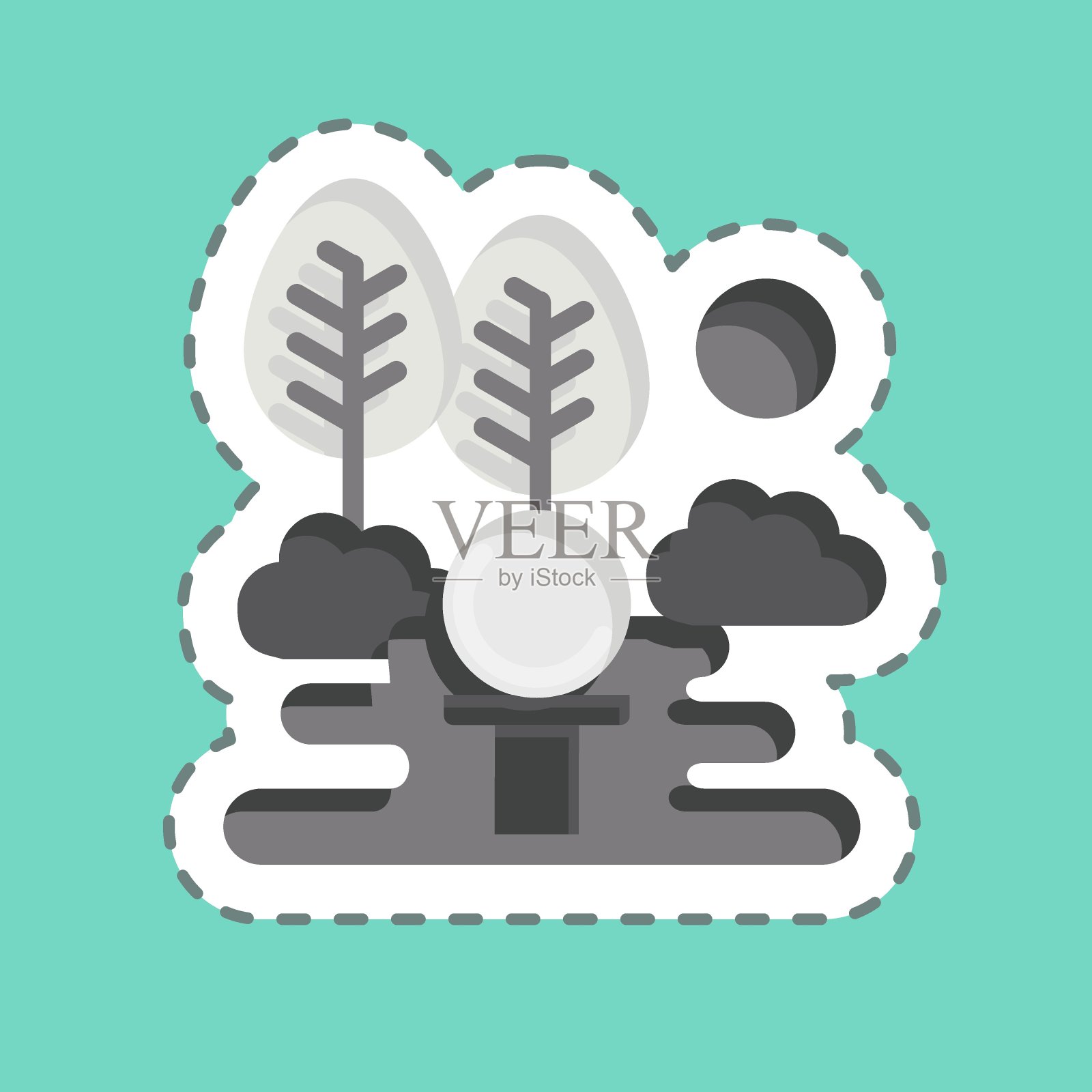 贴纸线切断高尔夫球场。与高尔夫球有关的标志。简单的设计可编辑。简单的说明插画图片素材