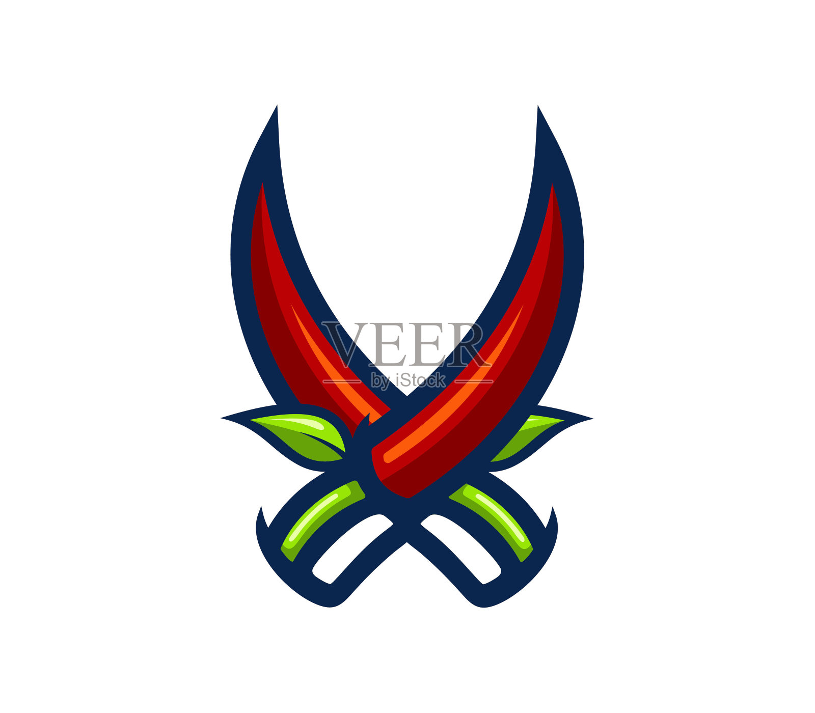 剑在辣椒形状的标志模板插画图片素材