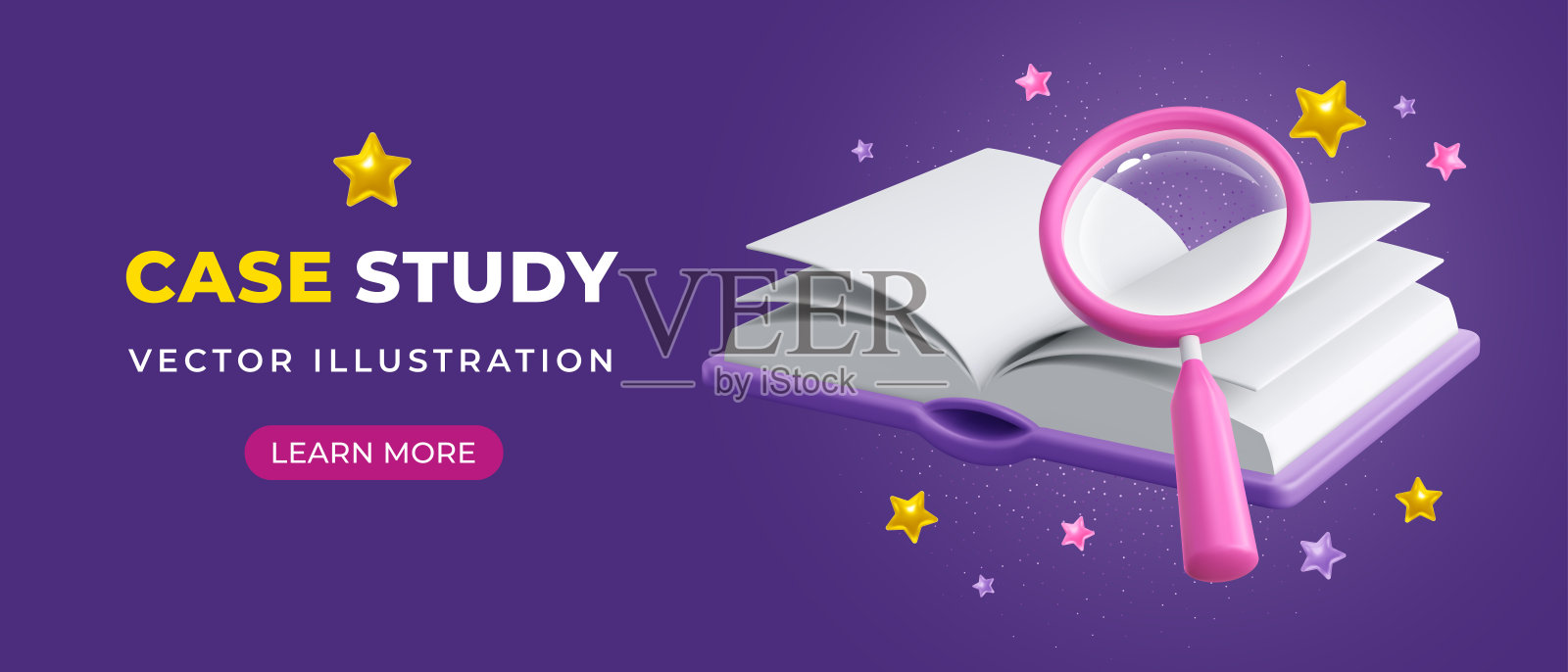 放大镜和开卷横幅插画图片素材