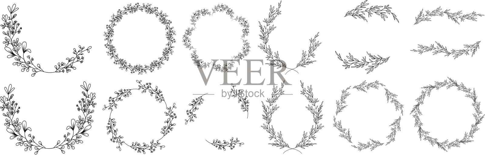 一组叶子插画图片素材