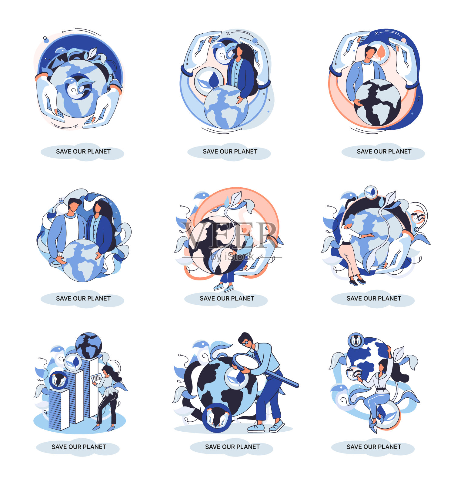 生态隐喻拯救地球地球日，关爱原生家园。可持续园艺可再生能源插画图片素材