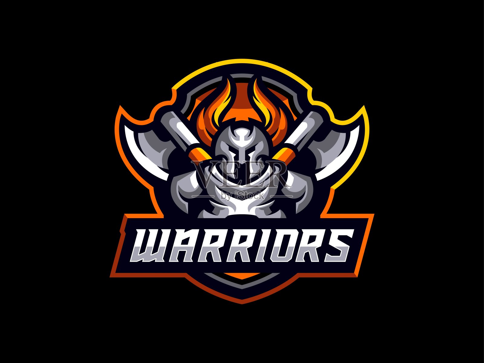 维京军队机器人盔甲吉祥物矢量插图插画图片素材