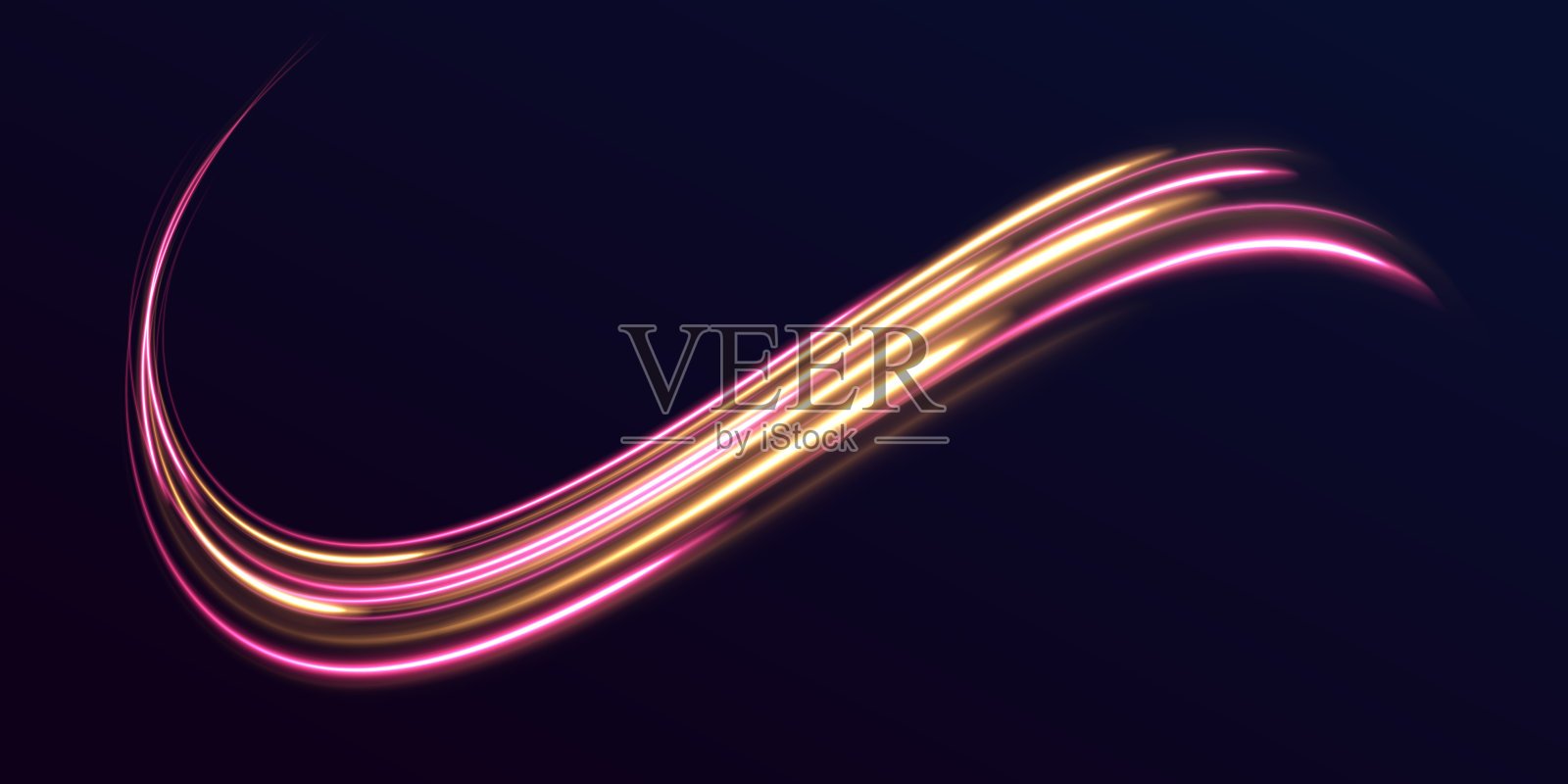 闪闪发光的星迹，光效，抽象的波浪。插画图片素材