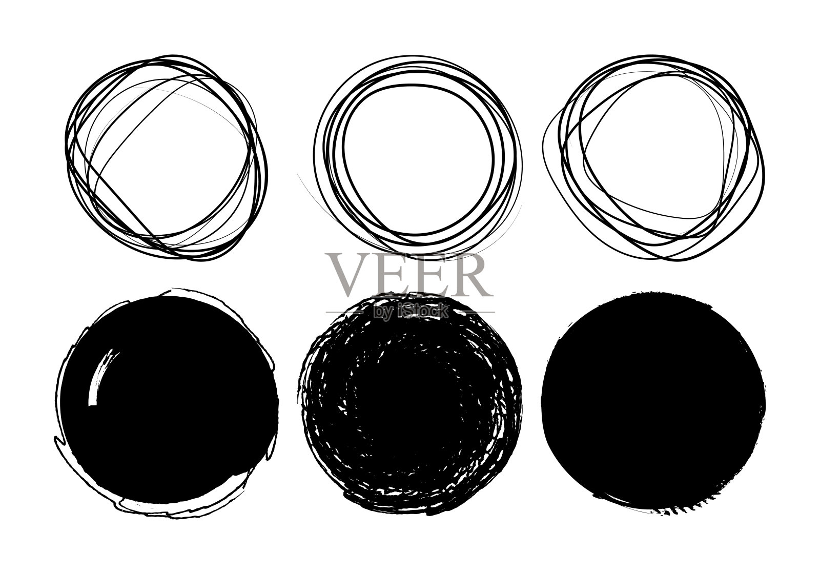 矢量集的垃圾圆形在一个白色的背景。圆形的横幅设计。插画图片素材