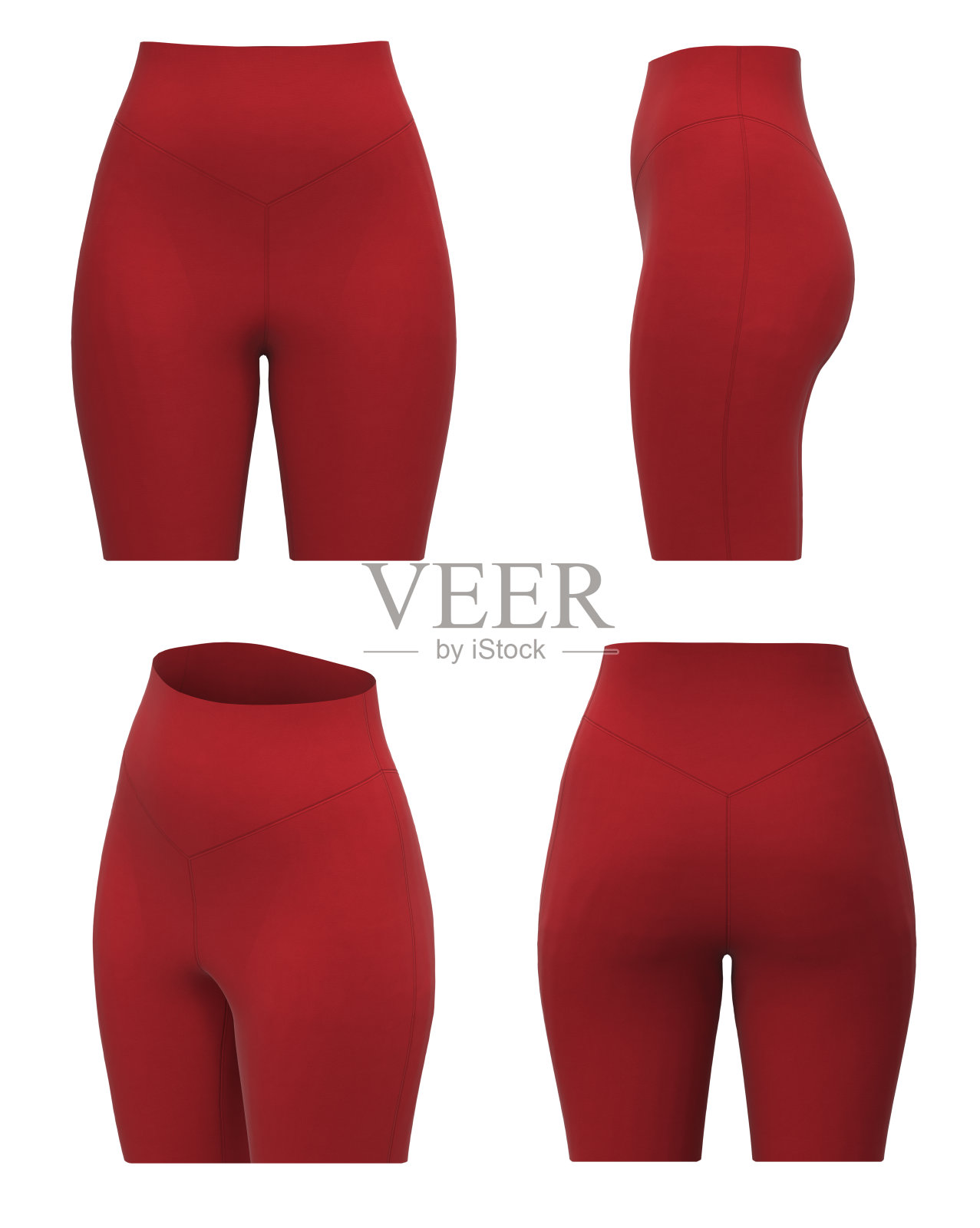 瑜伽短裤。孤立。红色女士健身短裤照片摄影图片