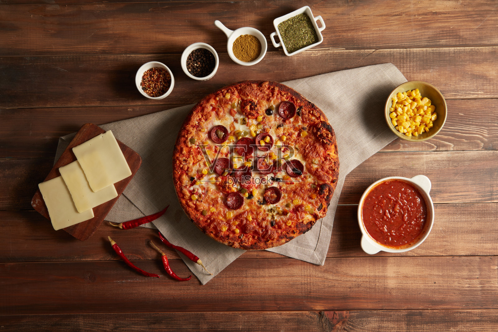 香草披萨照片摄影图片