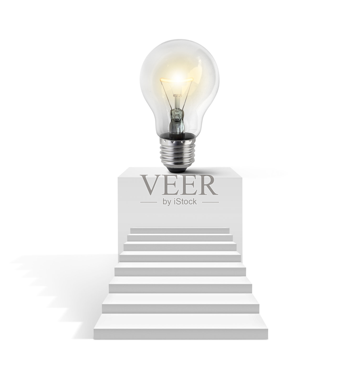 灯泡在八角形基座上。概念与设计，选择一个灯泡照片摄影图片