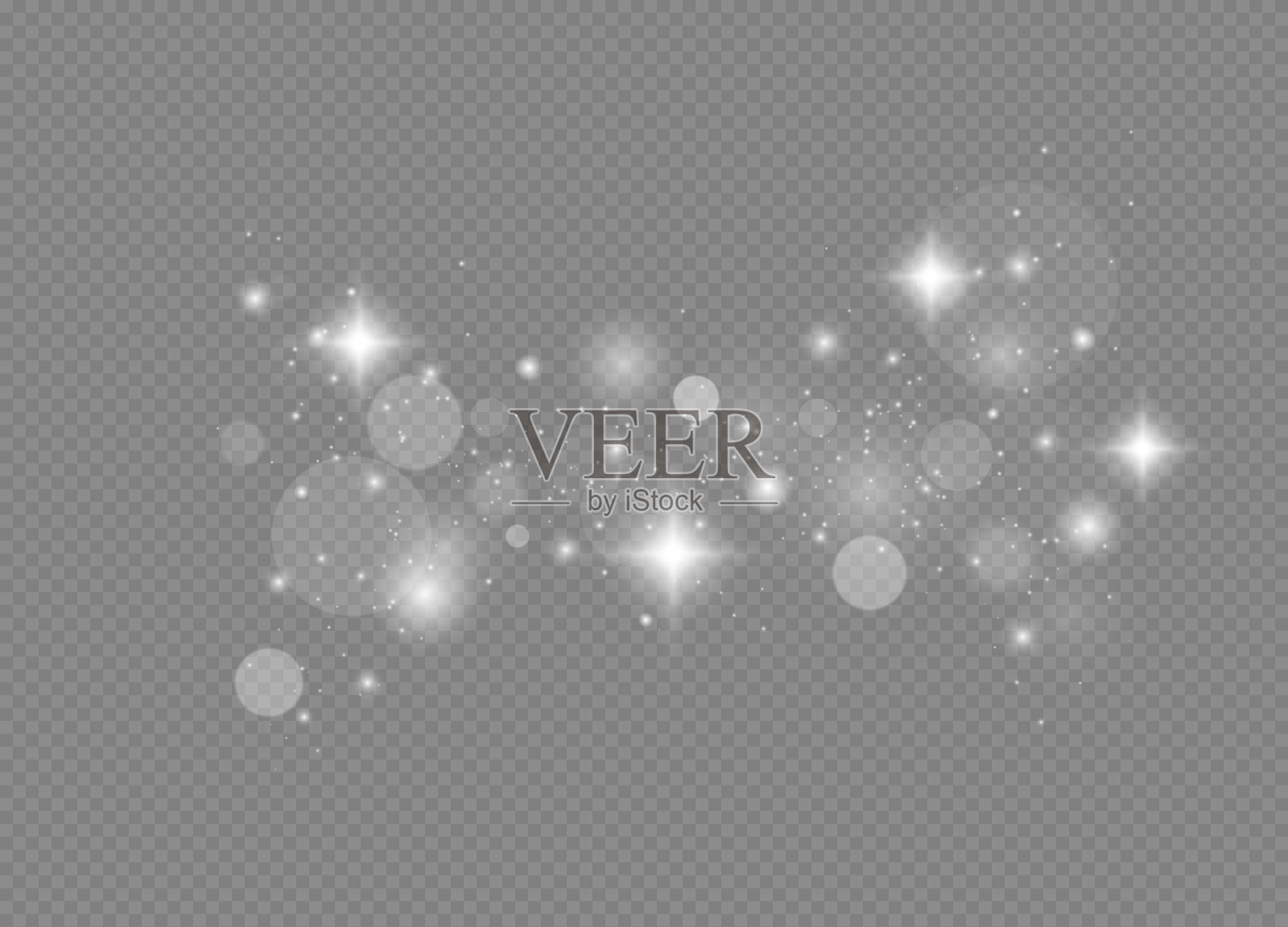 透明背景上的光尘效果。闪闪发光的魔法尘埃颗粒。插画图片素材