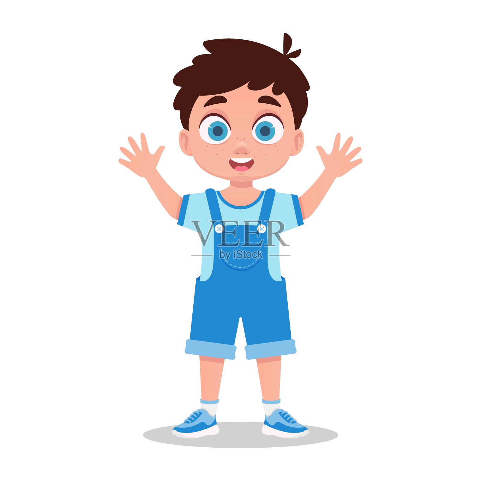 可爱的男孩伸出双臂，孩子想要拥抱插画图片素材