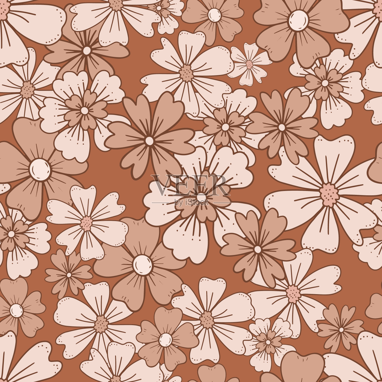 花卉无缝图案。矢量设计的纸，封面，织物室内装饰插画图片素材