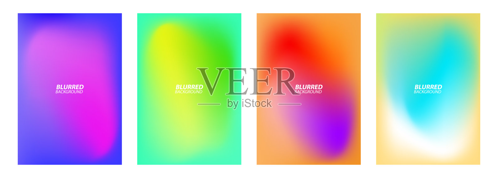 色斑模糊。一组具有颜色渐变的抽象背景。图文模板收集小册子封面，海报和传单。插画图片素材