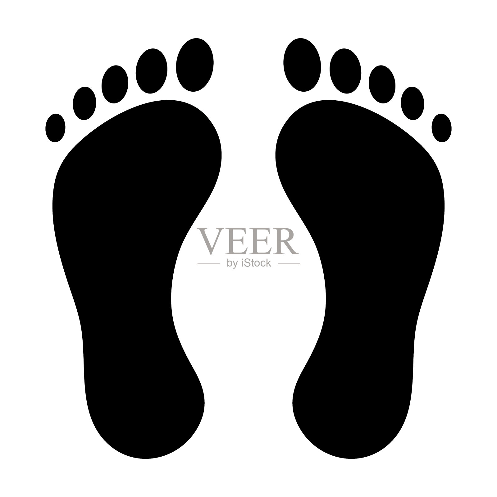 白色背景上的脚印剪影插画图片素材