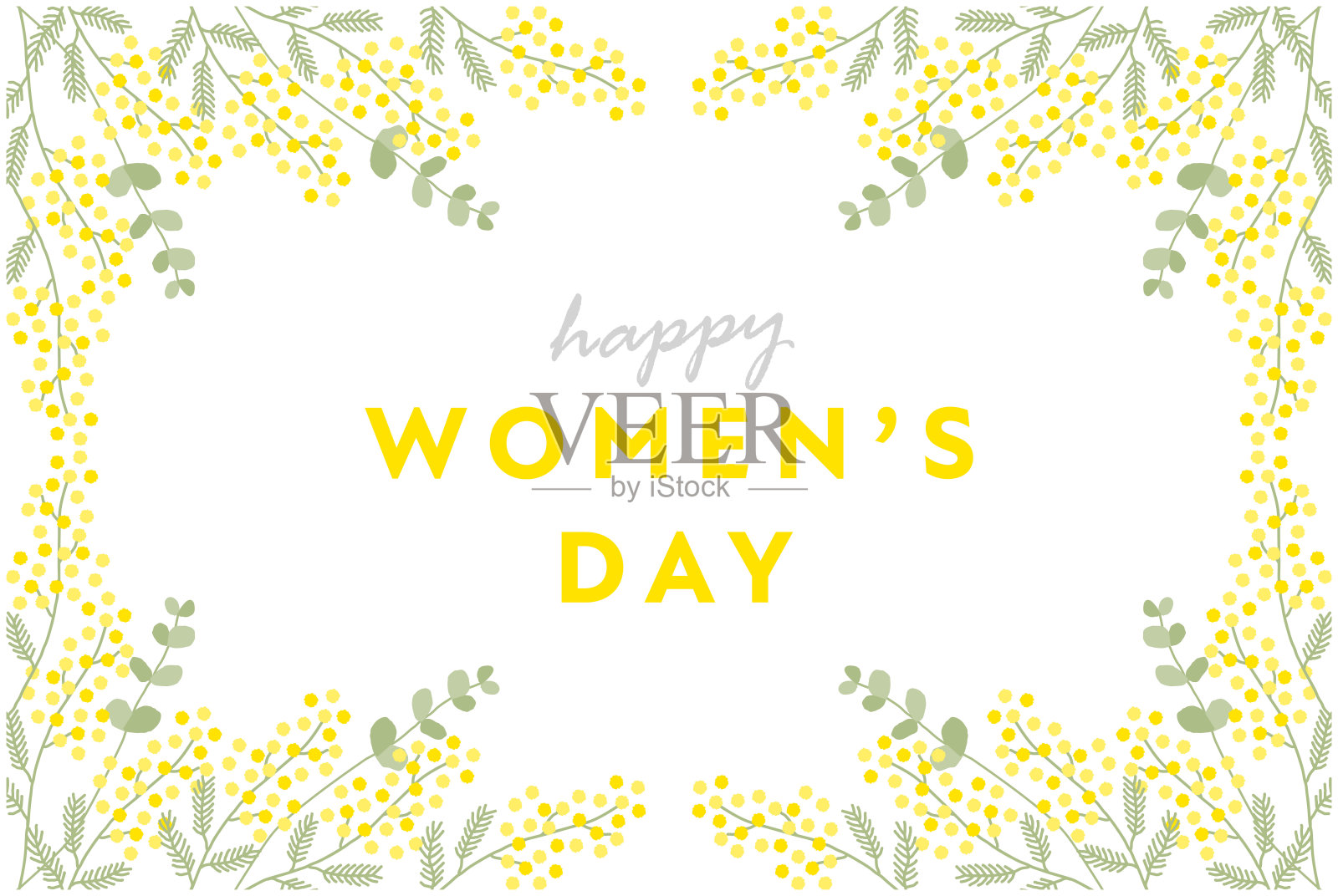 国际妇女节含羞草框架背景插画图片素材