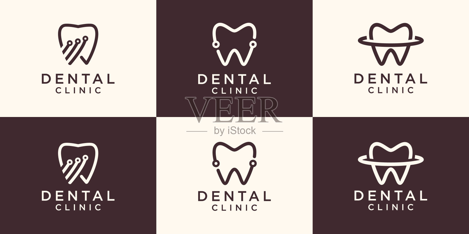 牙科技术标志设计概念矢量，牙科标志设计模板插画图片素材