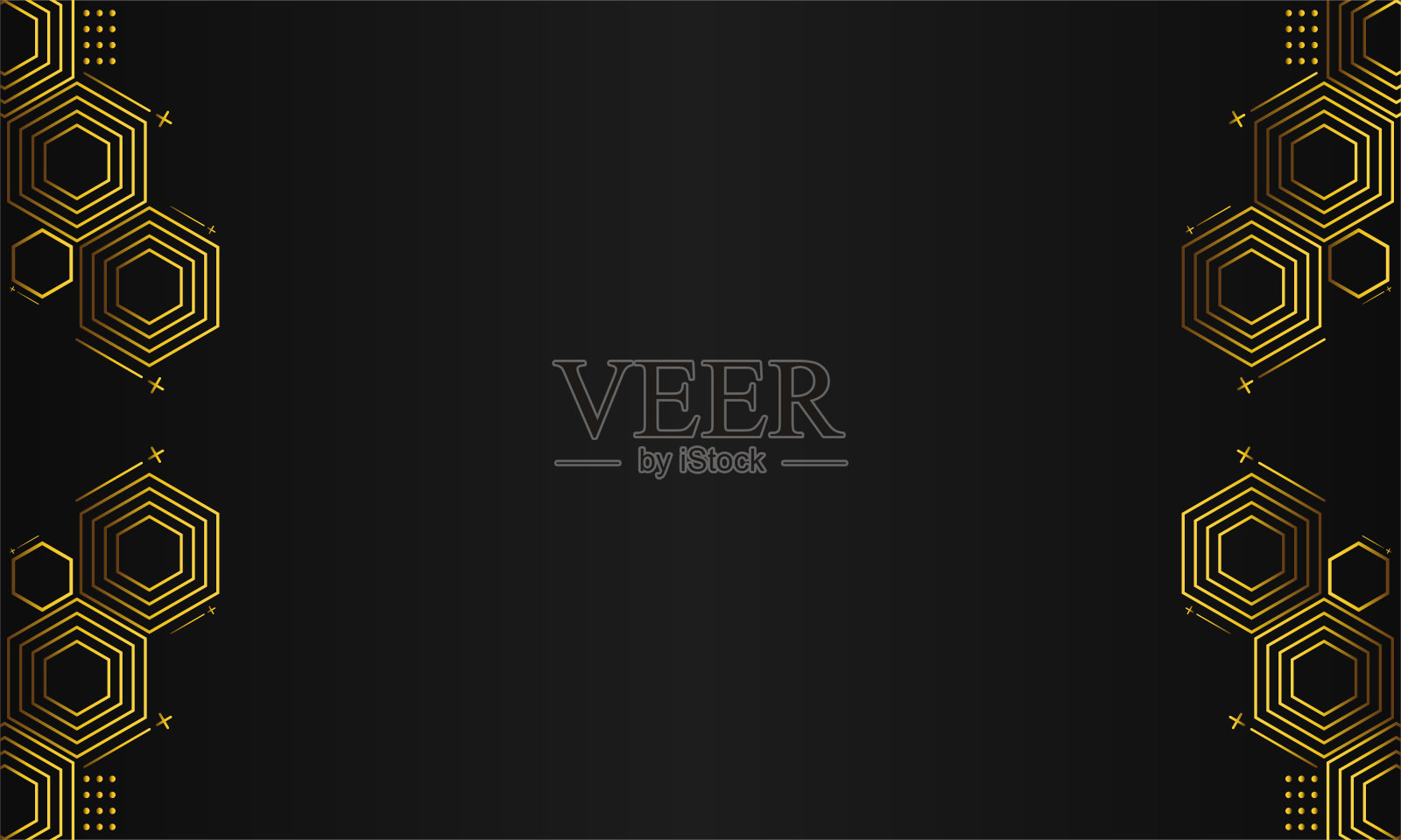 抽象黄金六边形几何黑色背景插画图片素材